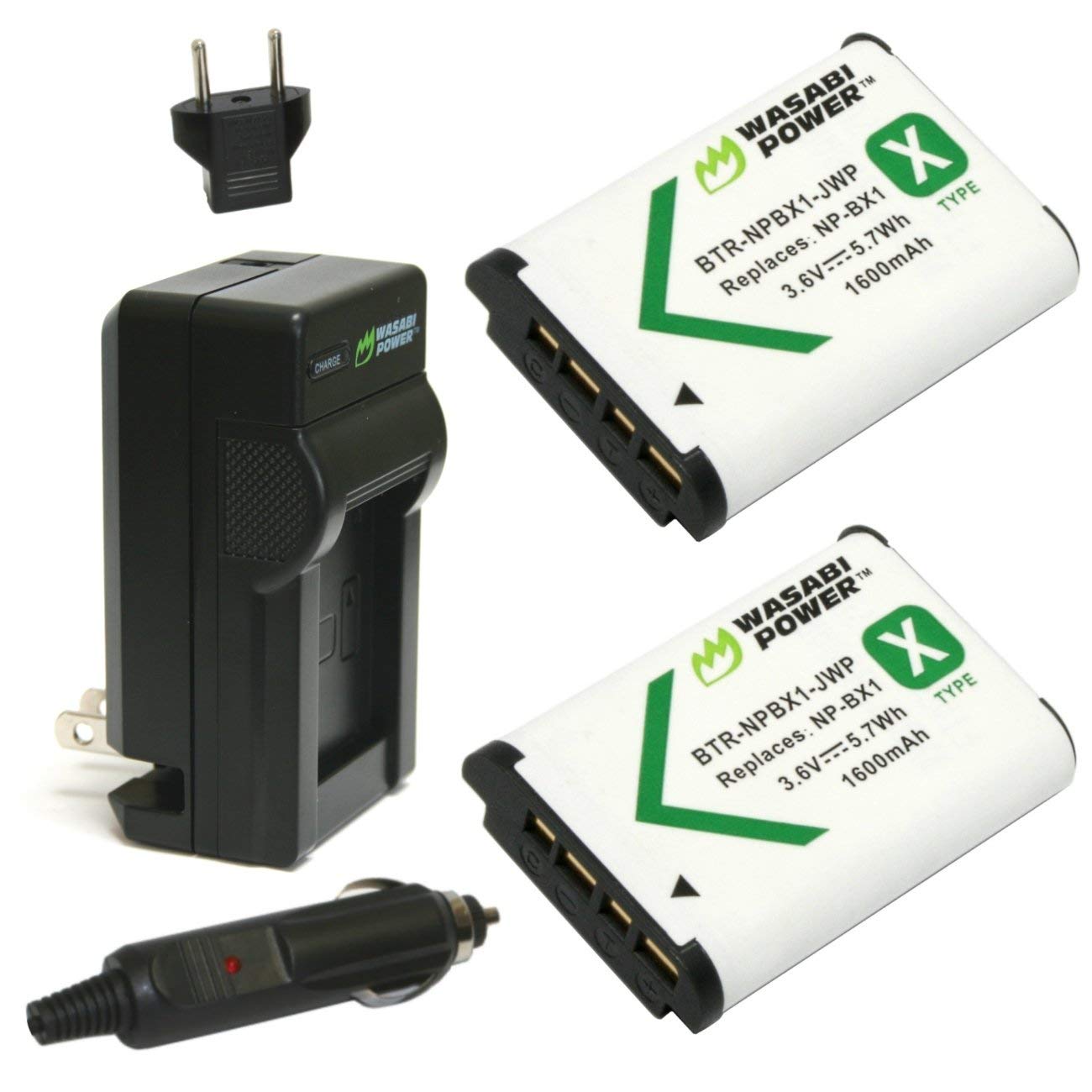 Wasabi Power NPBX1 Battery (2Pack) and Charger for Sony NPBX1/M8, CyberShot DSCHX80, HX90V, HX95, HX99, HX350, RX1, RX1R II