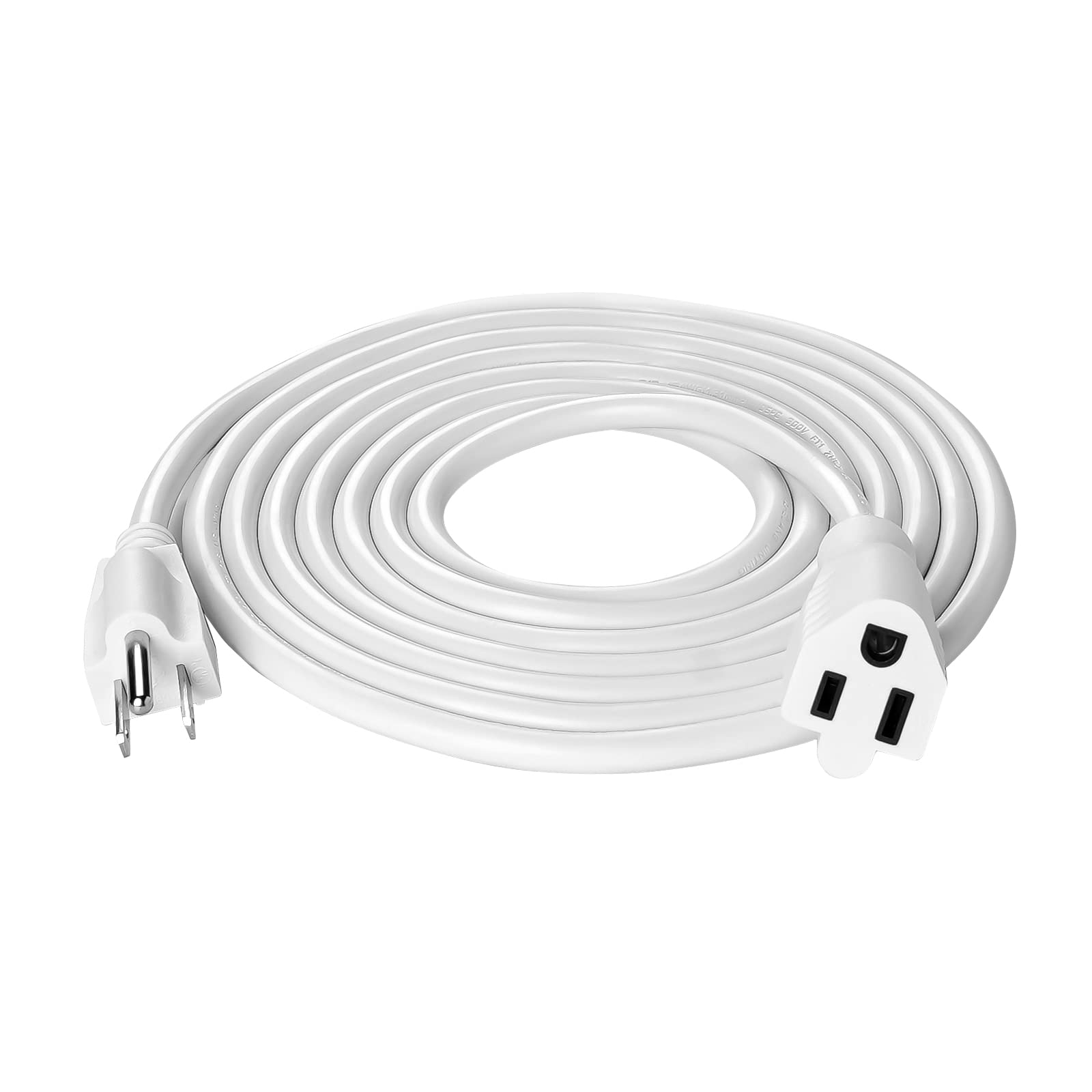 Outdoor Extension Cord White 10 Ft, 16/3 Sjtw Heavy Duty General Extension Cable Perfect For Home/Office Use 3 Prong Grounded Pl