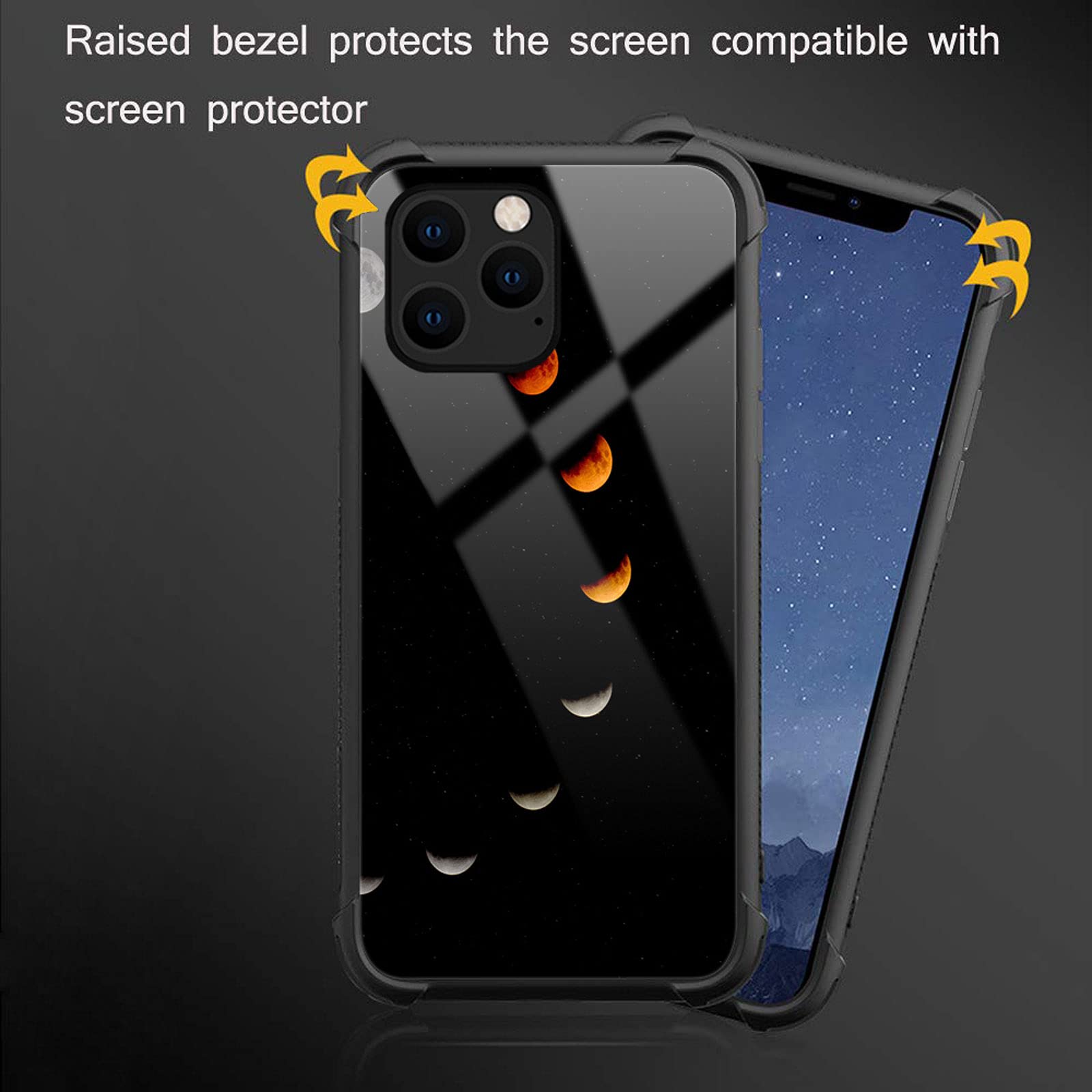 CARLOCA iPhone 13 Pro Max Case Moon Phase Cycle Graphic Shockproof Hard Acrylic
