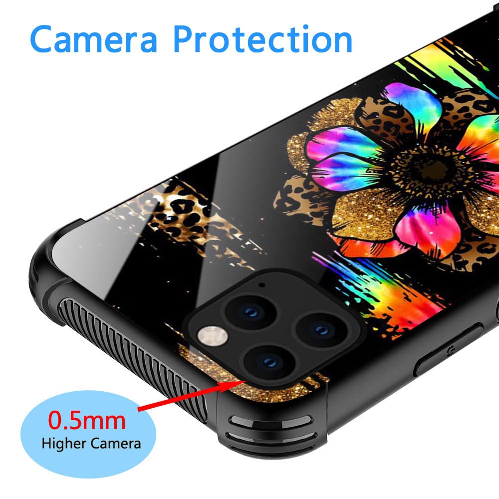 ZHEGAILIAN iPhone 12 Pro Max Phone Case Colorful Flowers Pattern Anti-Scratch Organic Glass TPU Color Ripple
