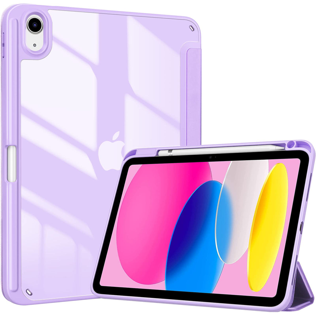 Procase For Ipad (A16) 11Th Generation 11 Inch 2025/10Th Generation 10.9 Inch 2022 Case With Pencil Holder, Hybrid Ipad 11 10 Case With Clear Back, Supports Auto Wake/Sleep  Purple