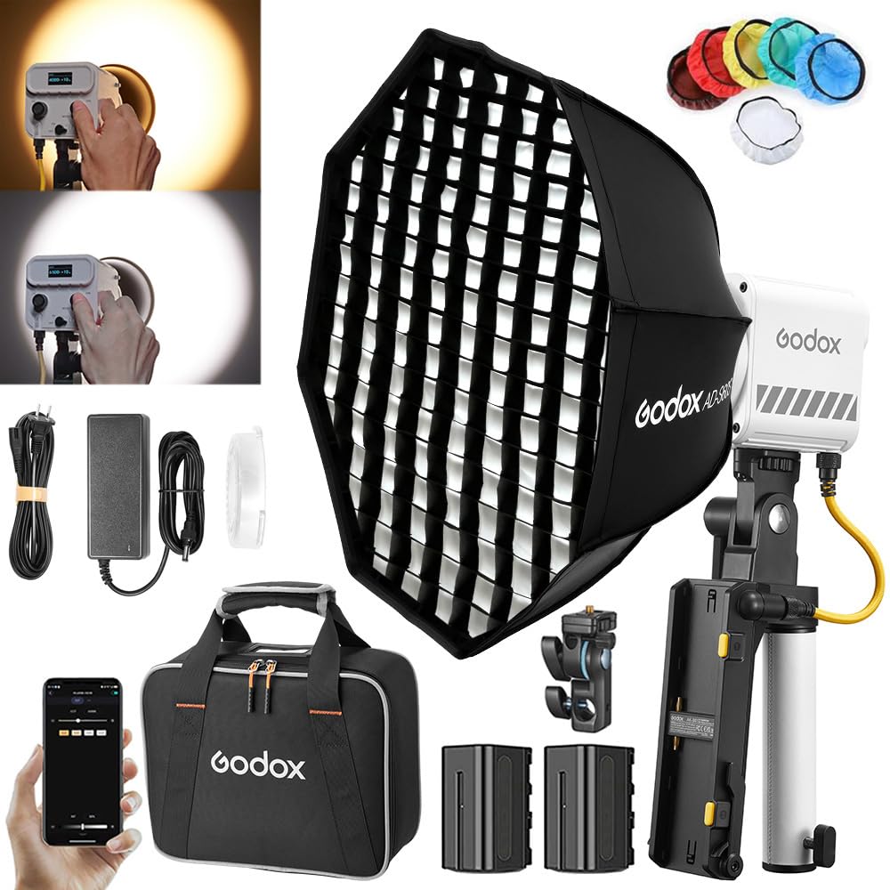 Godox Ml60Iibi Led Light Kit, Handheld Led Video Light, 2800K 6500K Bi Color Led Light, Cri 96+ Tlci 97+, 7 Fx Effects, App Cont