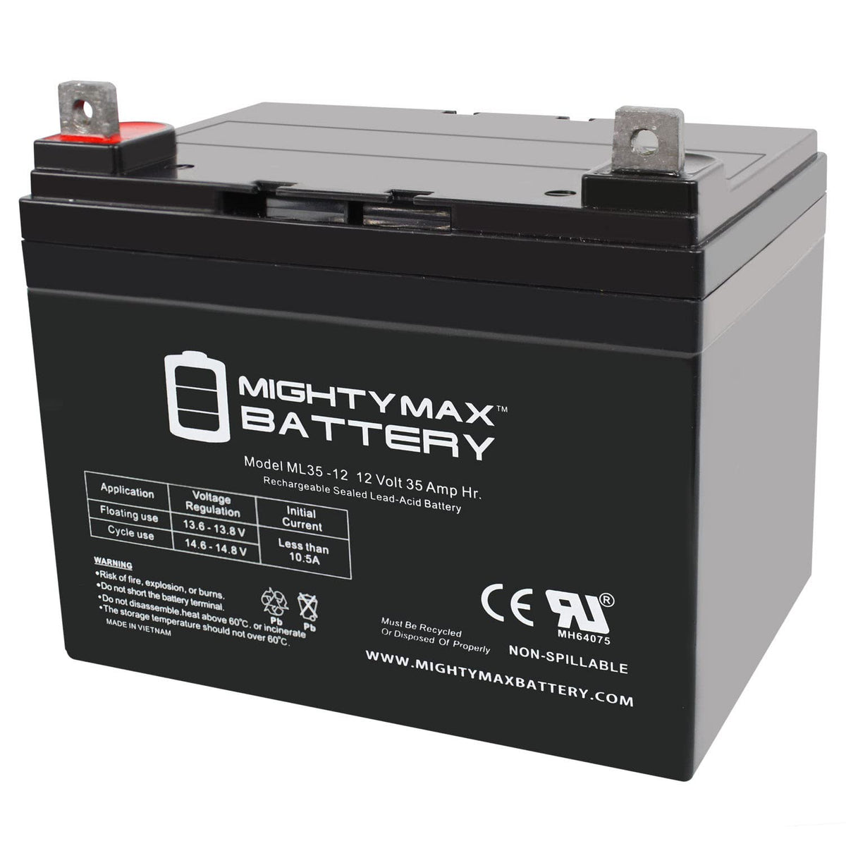 Mighty Max Battery Ml35 12   12 Volt 35 Ah Sla Battery Brand Product, Black