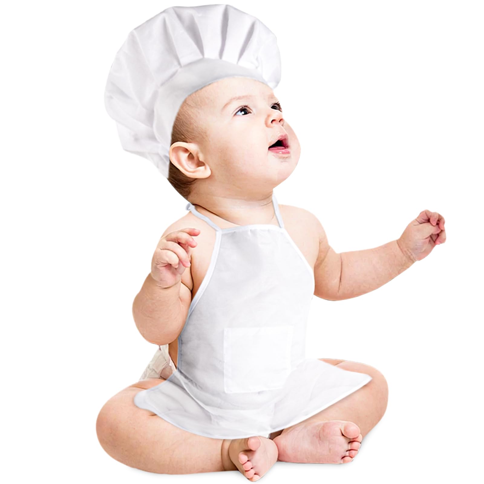 Amor Present 2Pcs Baby Chef Outfits, Baby Photography Prop Baby Photo Outfit Baby Chef Costume Chef Hat Apron