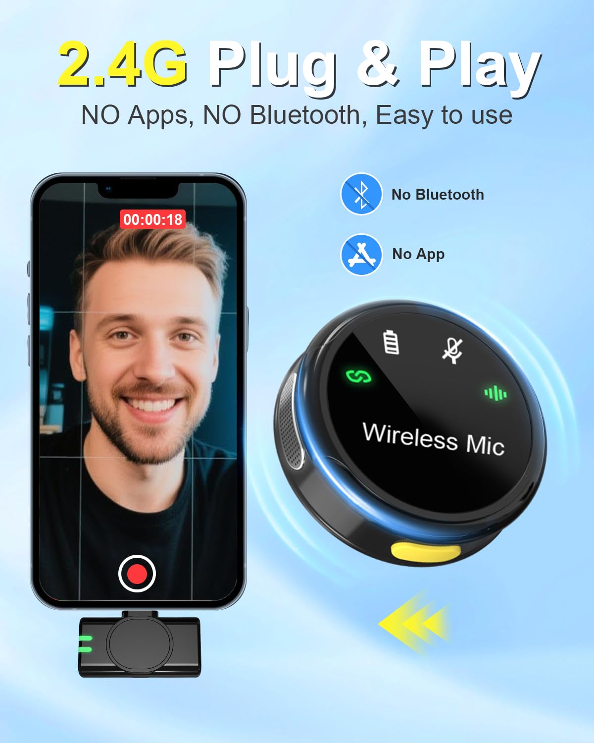 Goordik J7 Wireless Lavalier Microphone For Iphone, Ipad And Android(Lightning/Usb C), Mini Microphones 30 H Battery Life, 2 Pac