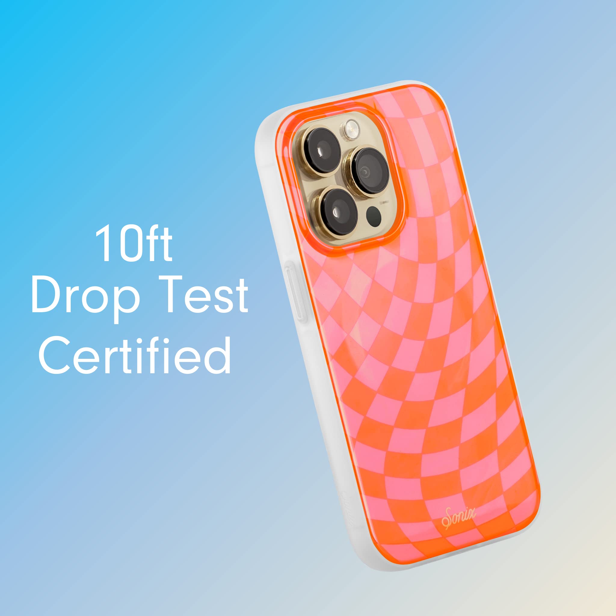 Sonix Case For Iphone 14 Pro | Compatible With Magsafe | 10Ft Drop Tested | Checkered Orange, Pink