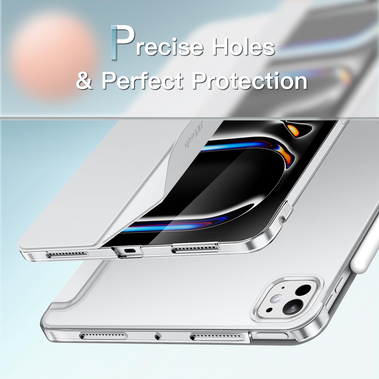 Jetech Case For Ipad Pro 11-Inch M4 (2024), Slim Stand Hard Back Shell Smart Cover With Auto Wake/Sleep (Silver)