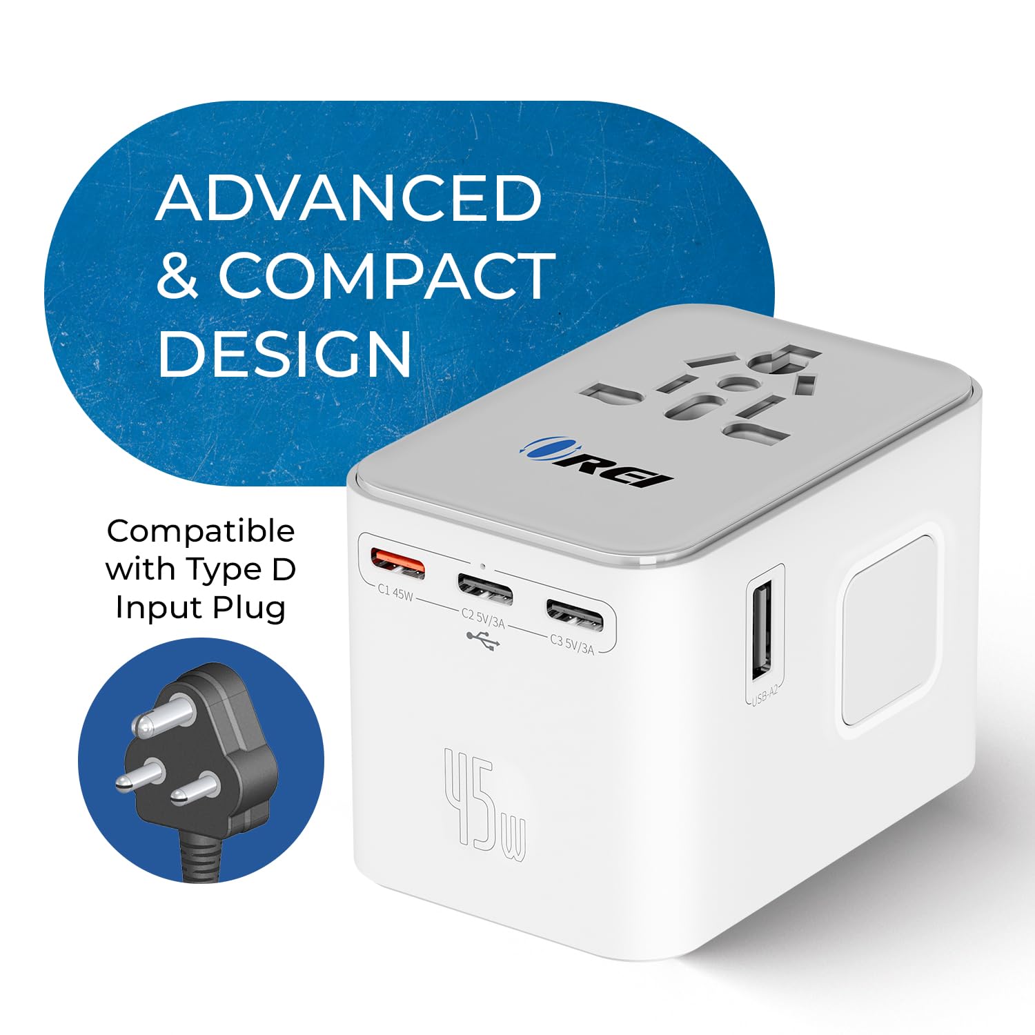 Orei 45Watt Universal Travel Adapter | 3X Usbc 2Xusb A   6 In 1 Universal Power Adapter | Universal Chargers For All Devices Com