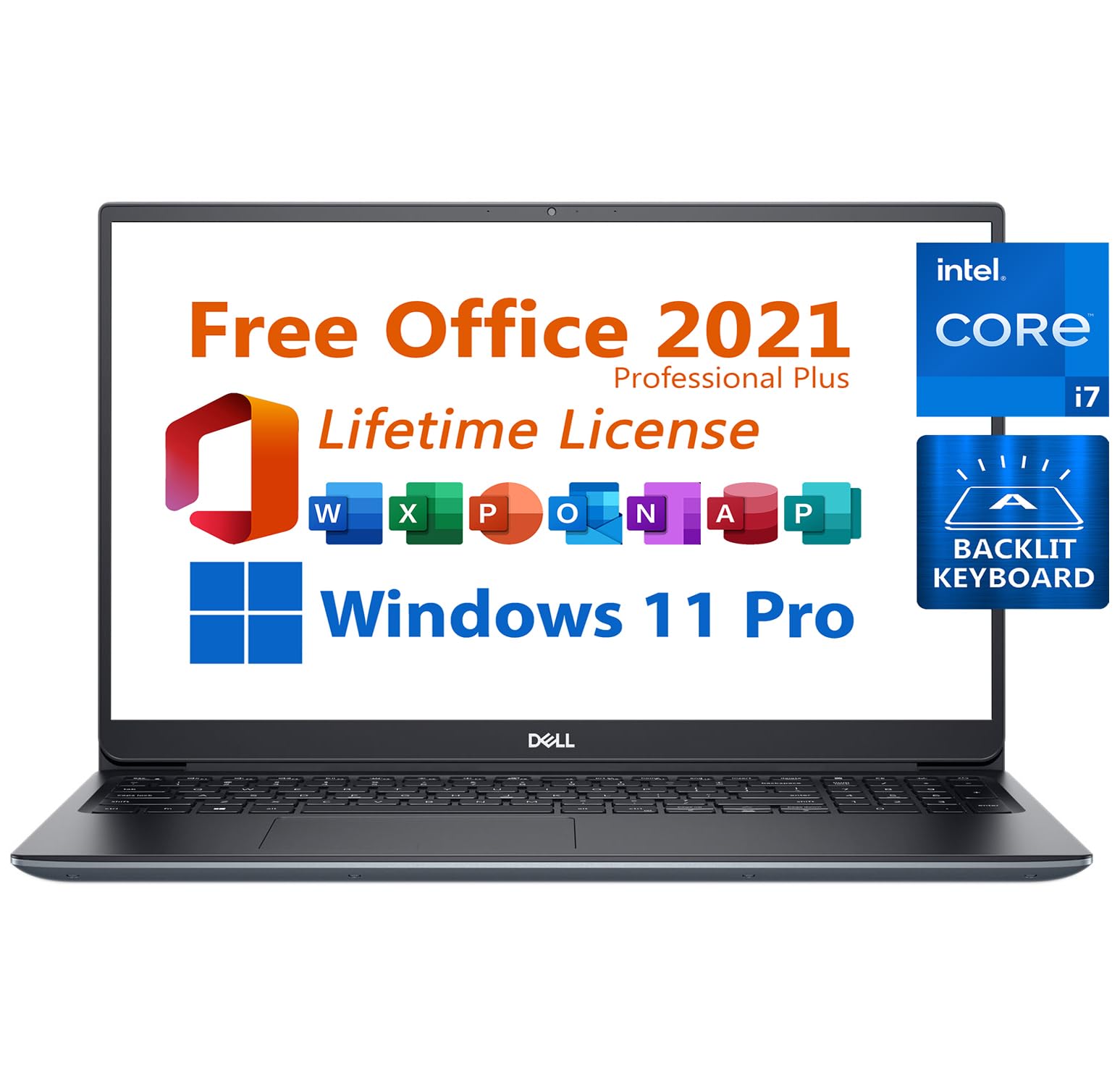 Dell Vostro Business Laptop, Free Microsoft Office 2021 with Lifetime License, 15.6 FHD Display GeForce MX250, Intel 4-Core i7-1