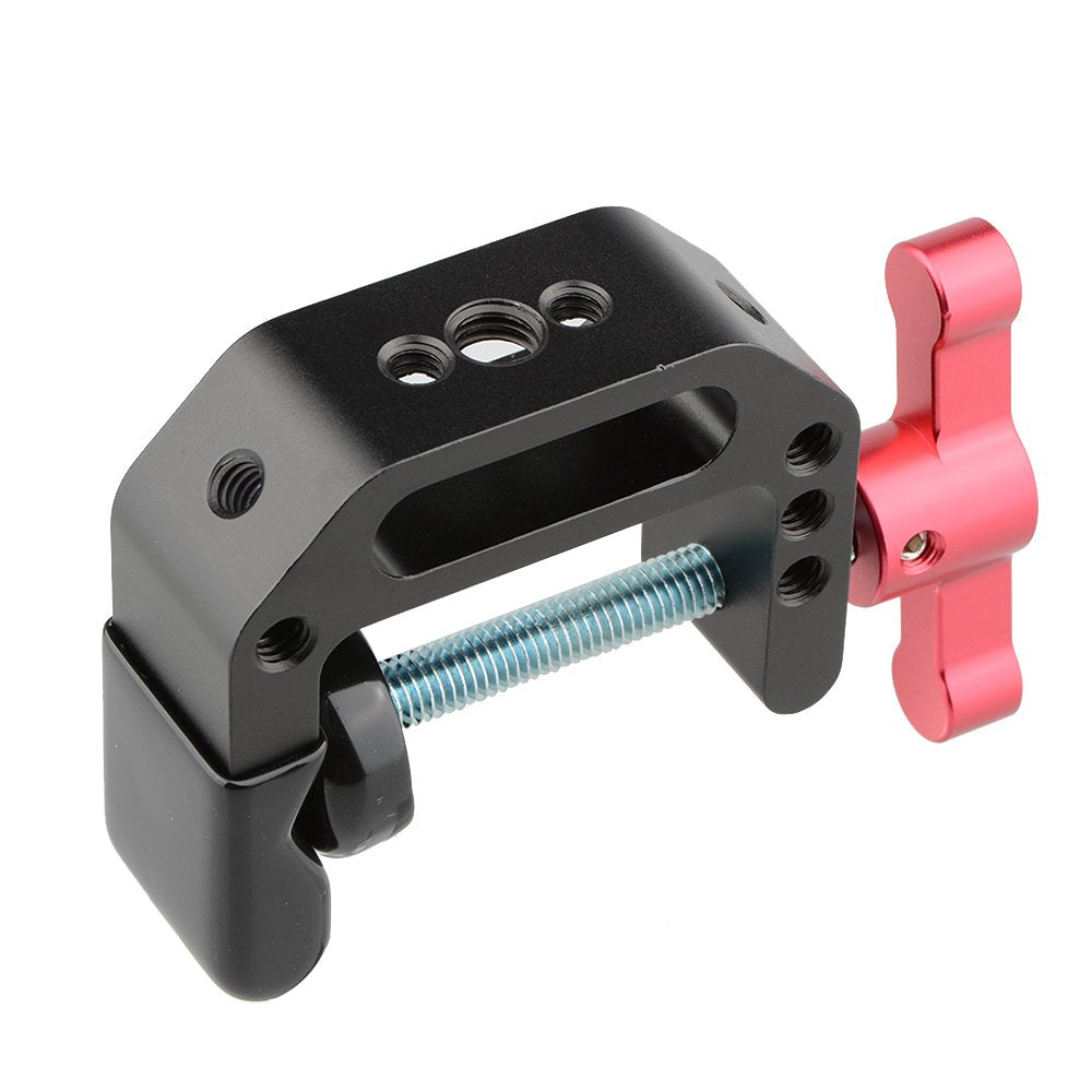 Camvate C-Clamp With 1/4 And 3/8 Thread Hole For Camera Monitor(Red T-Handle) - 1687