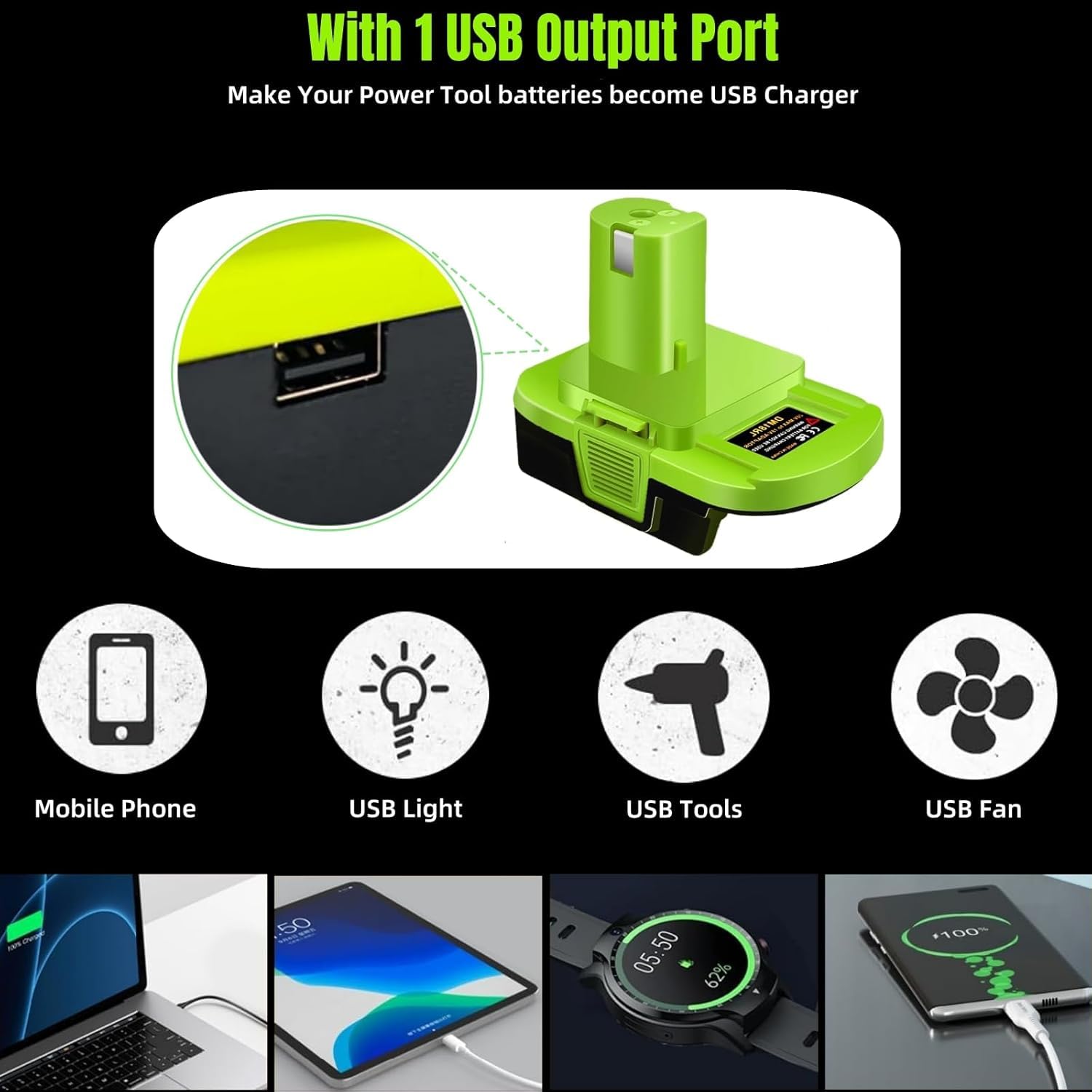 For Milwaukee To For Ryobi Battery Adapter (For M18 Battery Work For Ryobi 18V Tool)