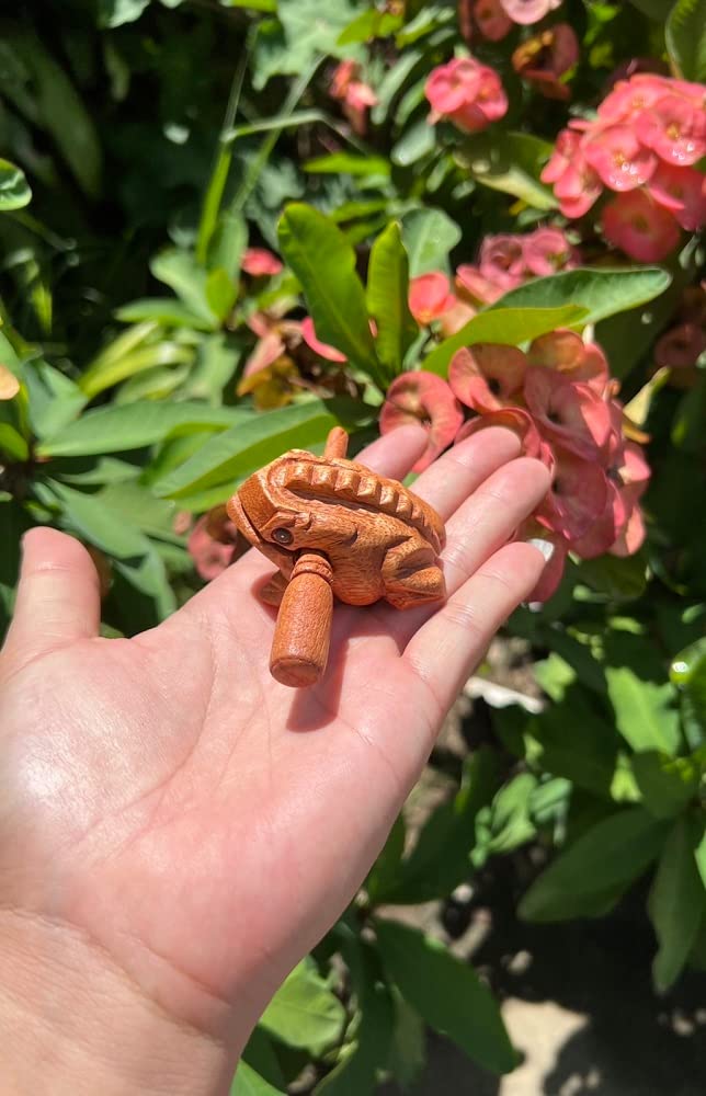 Classic Handmade Percussion Instruments Wooden Frog 2.3 2.5 Inch Wooden Frog Musical Instrument Home Decor (Brown Color)