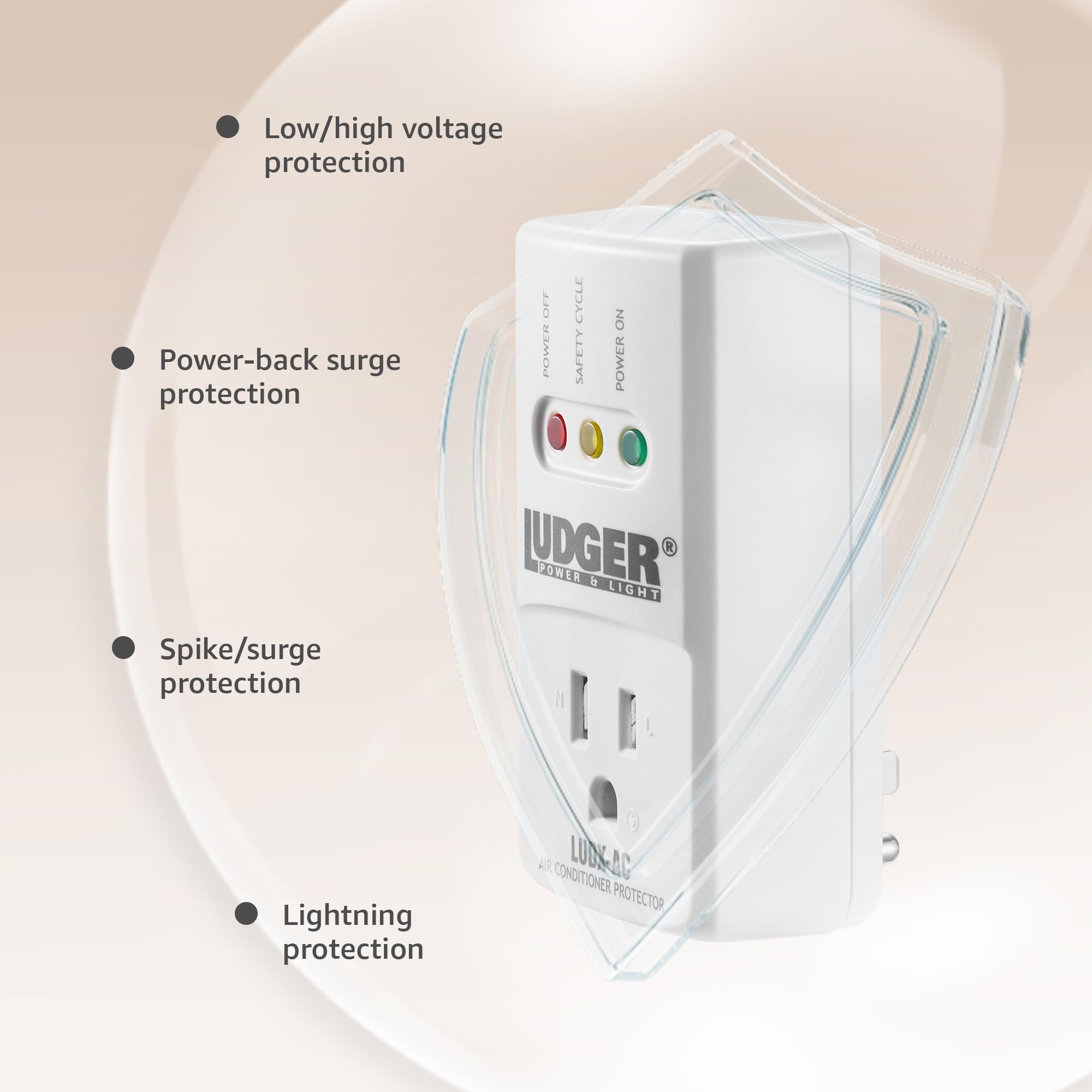 Ludger Power Surge Protector For Ac (Ludx Ac), Reliable Ac Protection, Connects To All Types Of Ac, 4 Minute Safety Cycle, 3 Mod