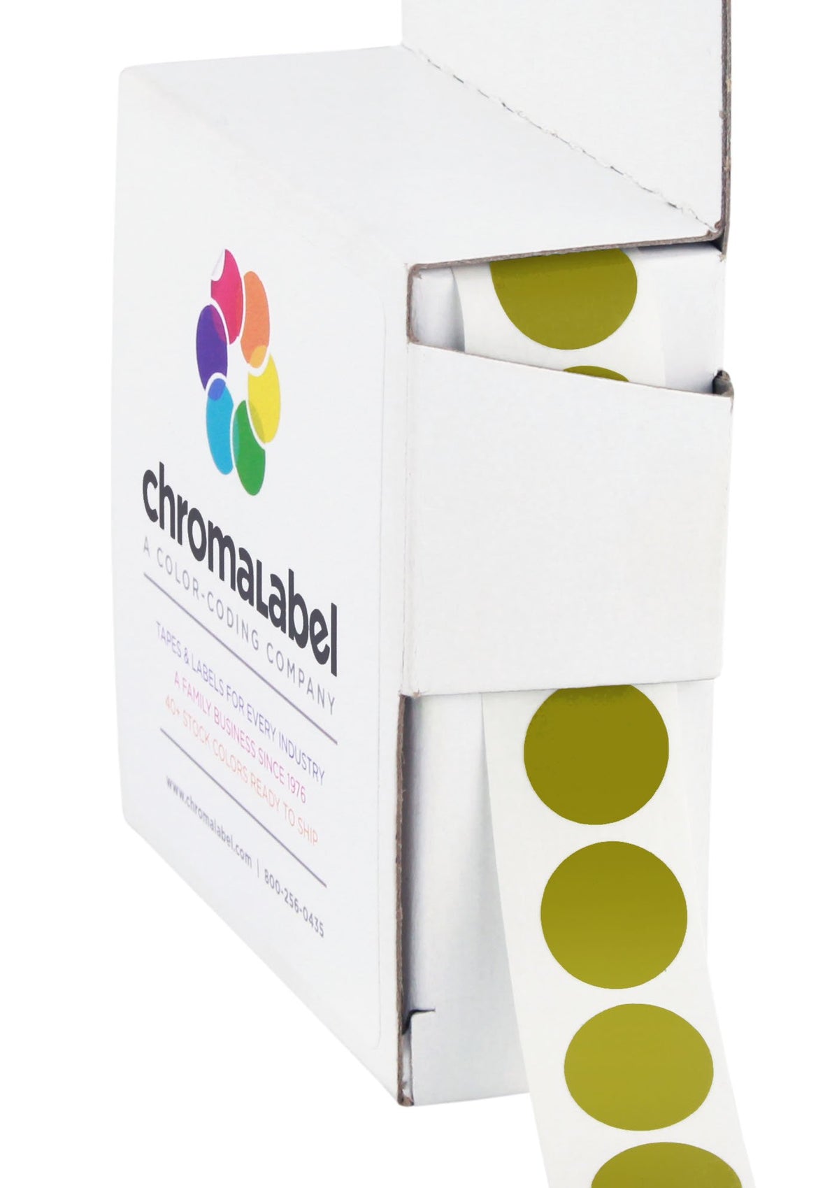 Chromalabel 12 Inch Round Permanent Color Code Dot Stickers, 1000 Per Dispenser Box, Olive