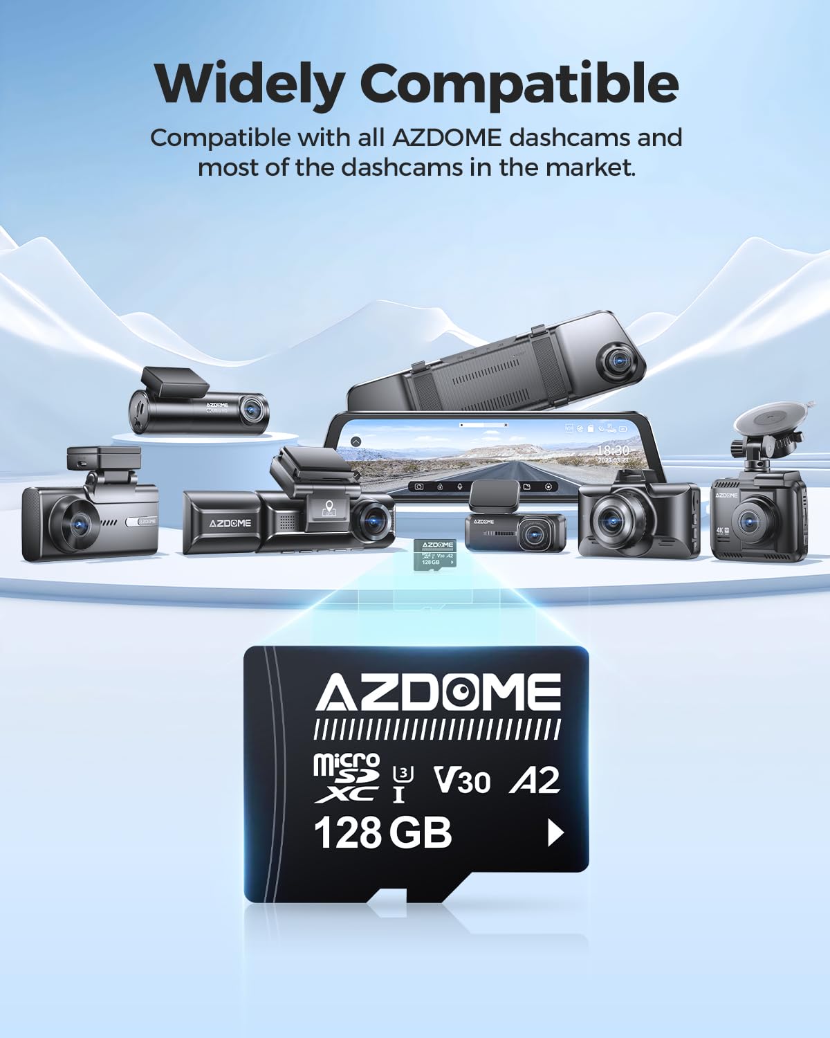 Azdome 128Gb Micro Sd Card Microsdxc Memory Card For Azdome M550 Gs63H Pro M63 M300 M300S M27 M17 M01 Pro Pg19X Dash Cam Full Hd