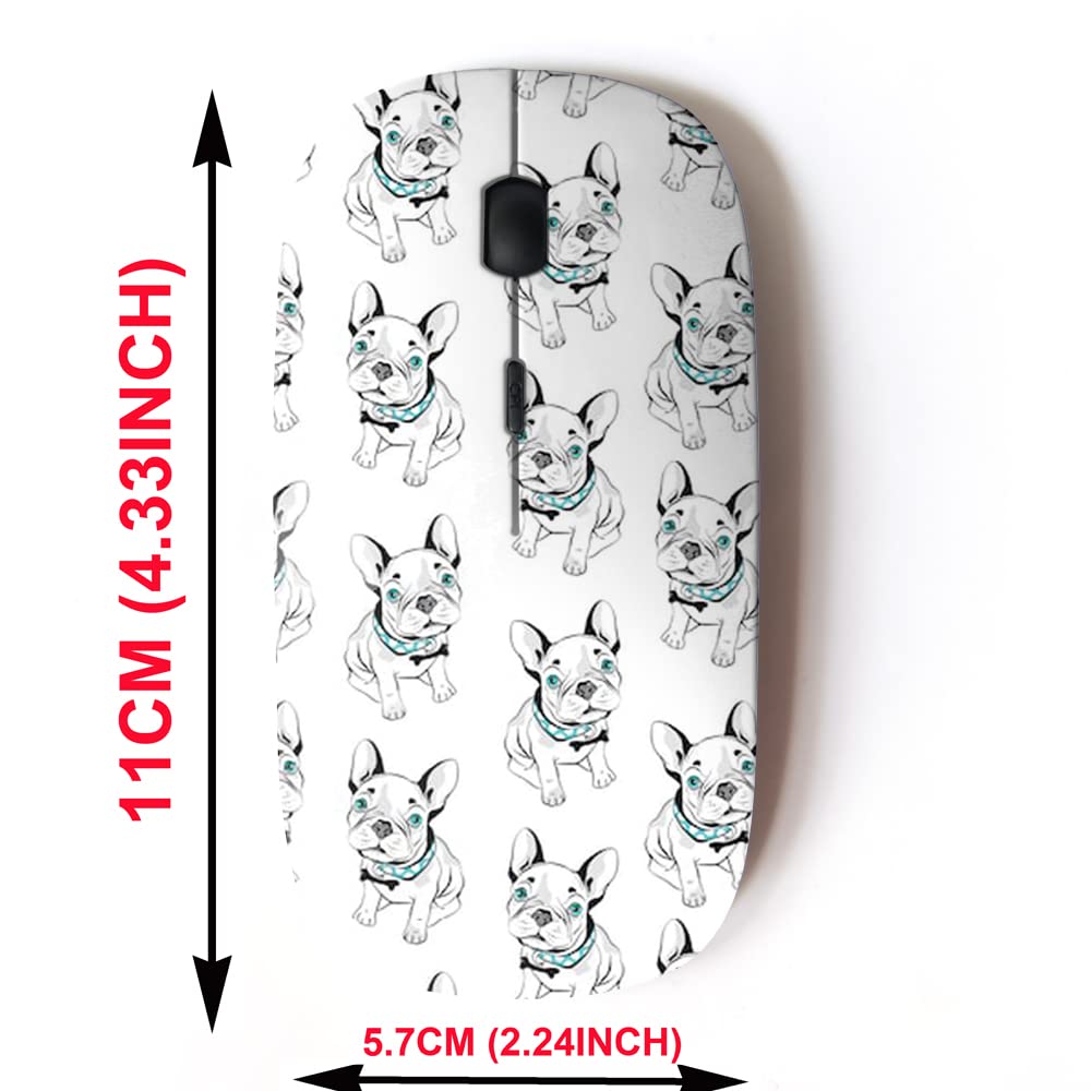 2.4G Wireless Mouse With Cute Pattern Design For All Laptops And Desktops With Nano Receiver   French Bulldog