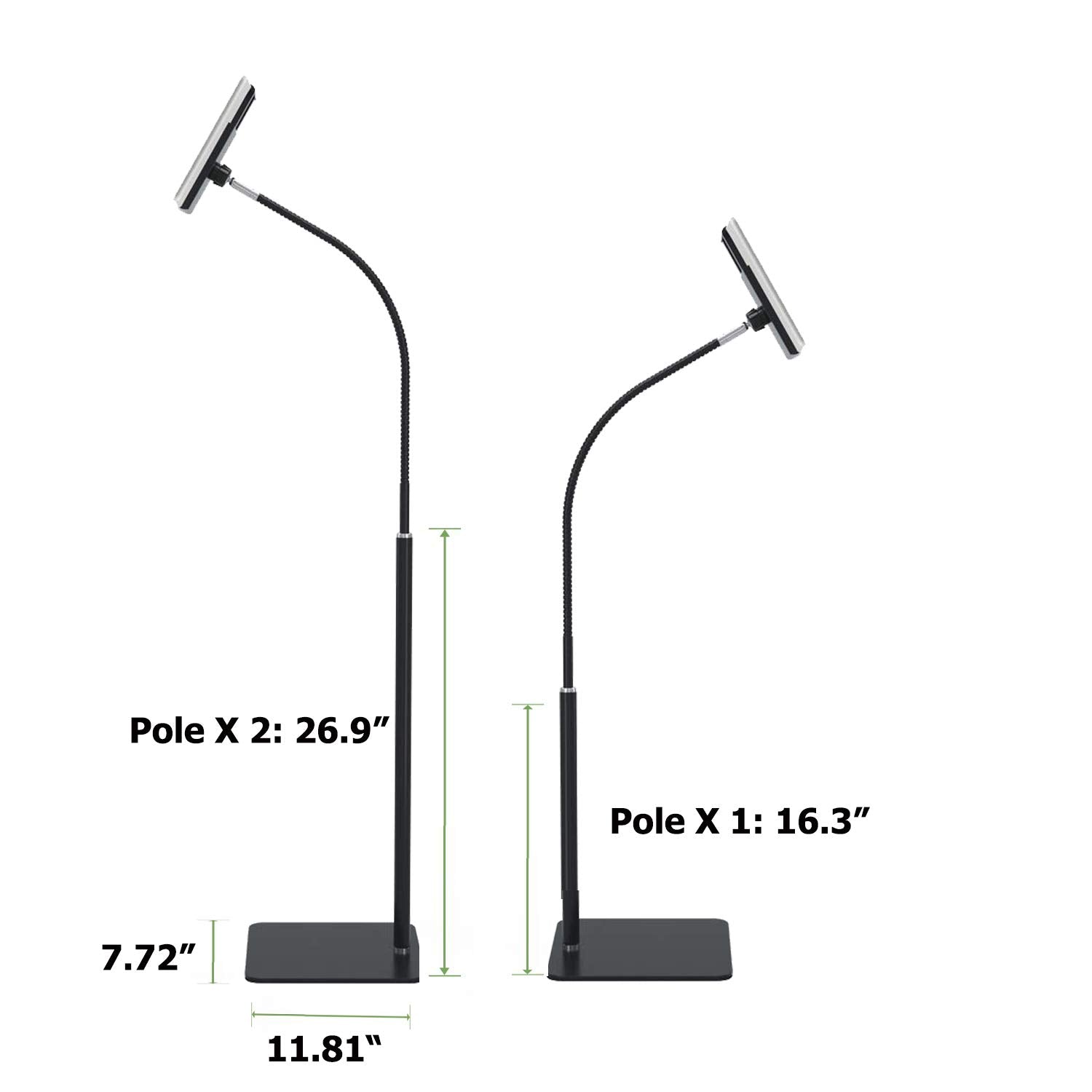 Creatop Tablet Floor Stand With Flexible Gooseneck And Stable Aluminum Base Suitable For 3.5    - 10.6    Smart Phone & Tablet B
