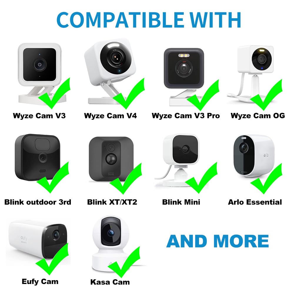 Jjmasee 2Pack 20Ft Power Extension Cable For Wyze Cam V3/V4/Og/V3 Pro,Arlo Essential,Eufy,Simplisafe,Blink,Blink Mini Pan(Not Fo