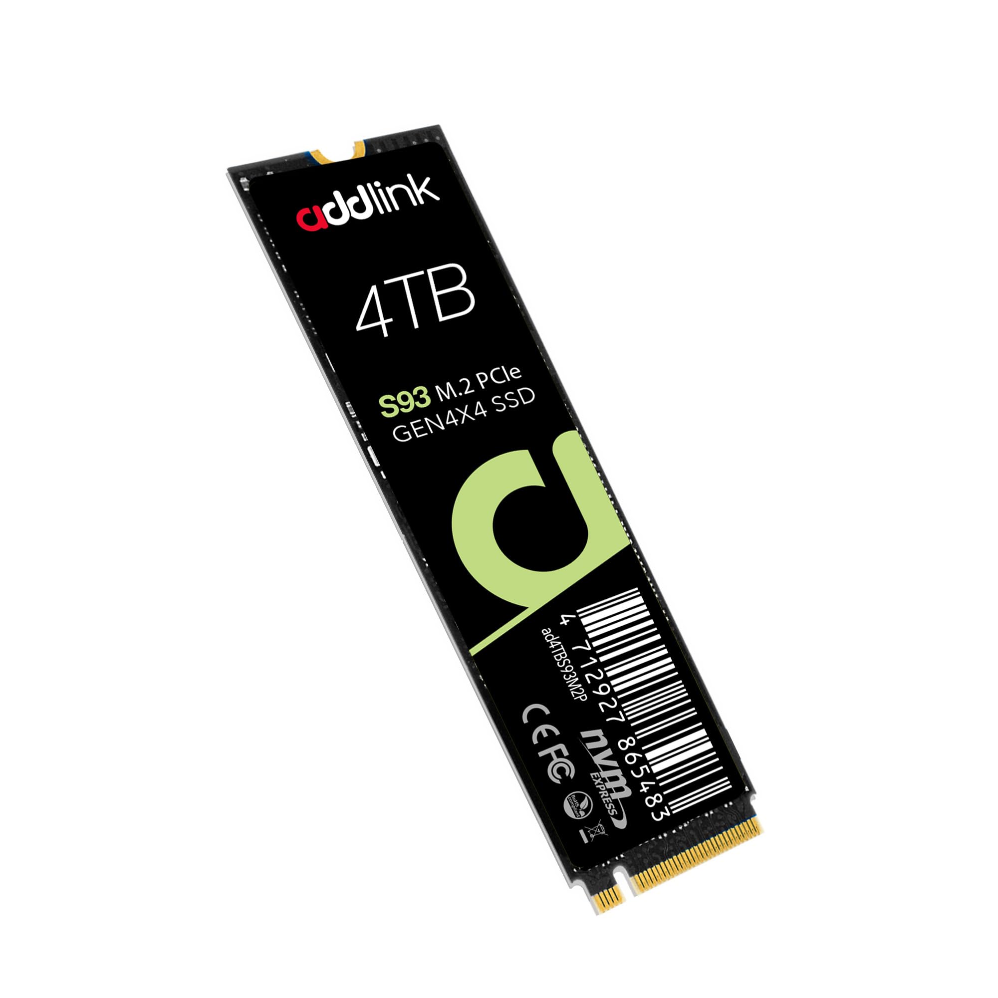 Addlink S93 4Tb Pcie 4.0 M.2 Gen 4 Memory Expansion Ssd, Up To 7400 Mb/S, Internal Solid State Drive With Hmb Technology For Lap
