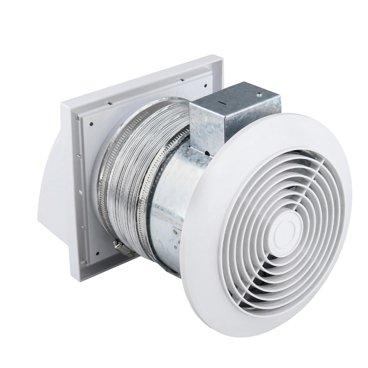Quini 512M Through-The-Wall Exhaust Fan, White Grille, 6-Inch Diameter Vent, 80 Cfm 4.0 Sones, 15-Inch Retractable Duct