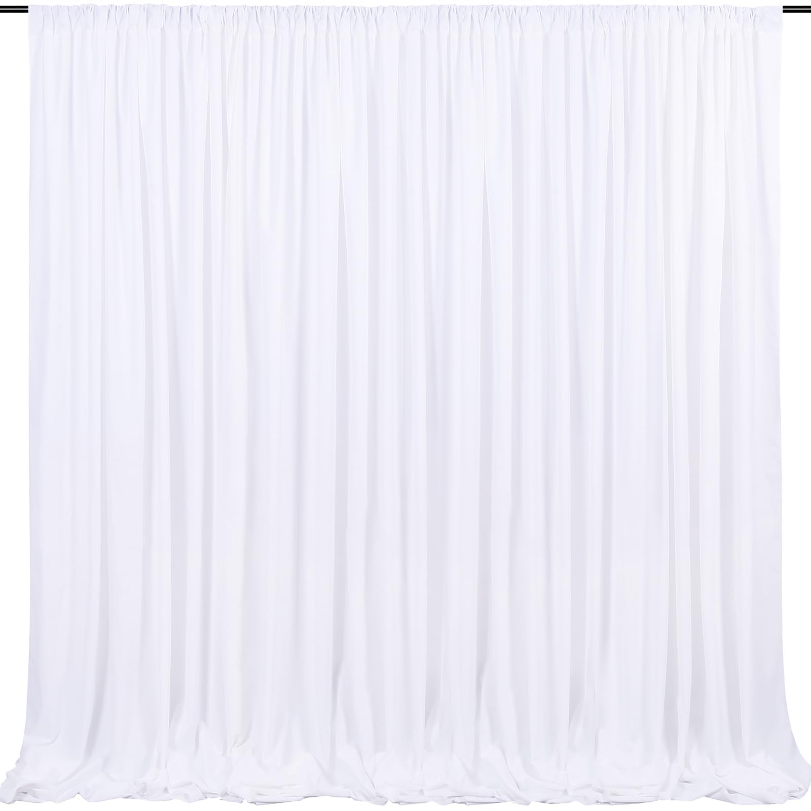 10Ft X 8Ft White Backdrop Curtains White Drape For Photography Photo Booth Backdrop Wedding Thick Solid Fabric Cloth 2 Panels 5F