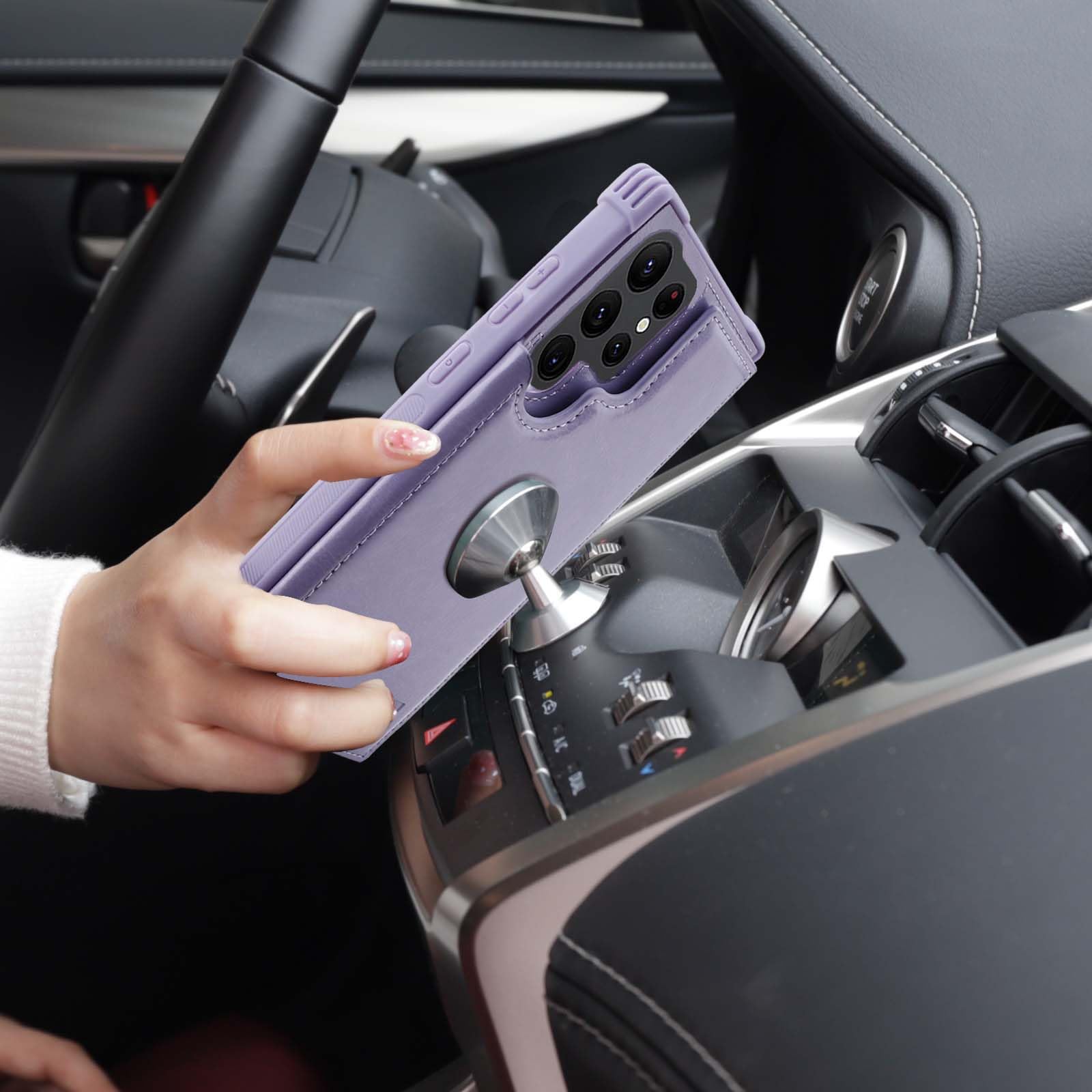 Vanavagy Wallet Case Compatible For Galaxy S23 Ultra For Women Men, Pu Leather Flip Folio Phone Case Cover Fits Magnetic Car Mou