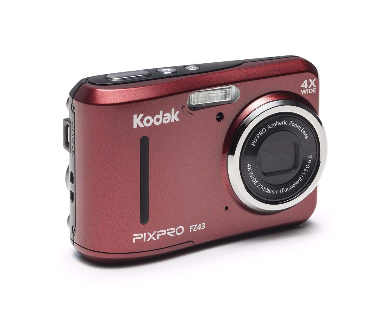 Kodak Pixpro Fz43 16 Mp Digital Camera (Red) Bundle With Newport 10 Camera Case (Black/Pepper Red)