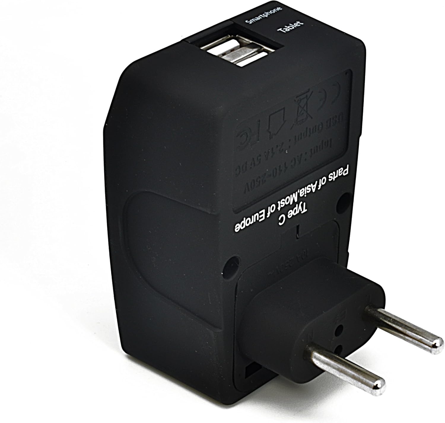 Ceptics 2 Usb Europe Travel Adapter 4 In 1 Power Plug (Type C) - Universal Socket - Gp4-9C - (Does Not Convert Voltage)