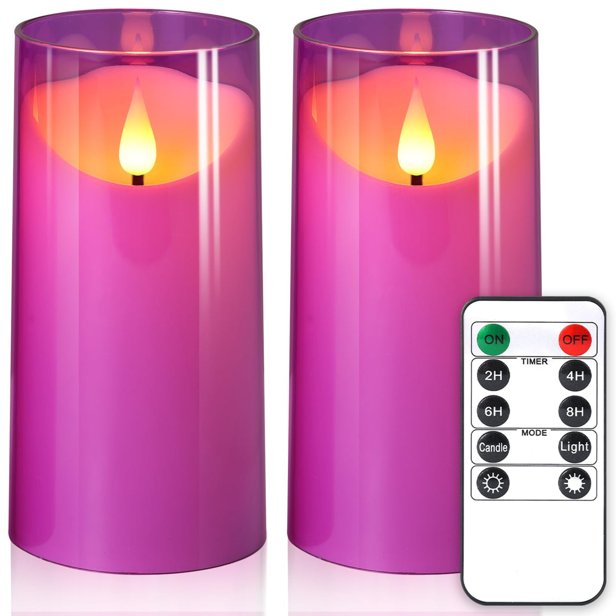 Nurada 3''X6''Flickering Flameless Candles: 3D Wick Unbreakable Acrylic Battery Operated Led Pillar Candles - Battery Candles Wi