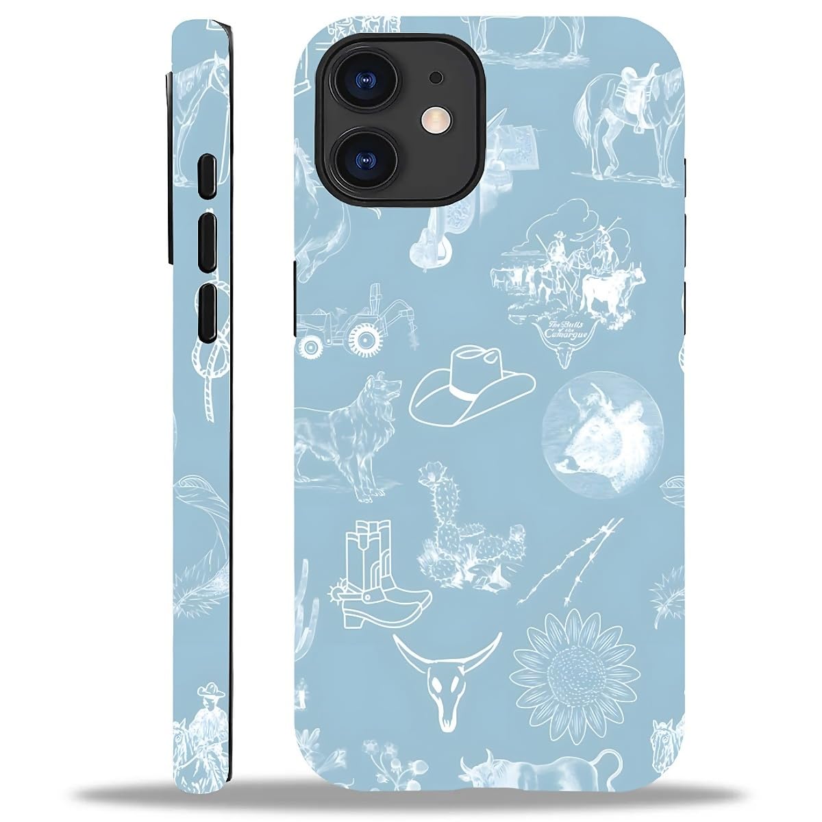 Akinmi Case For Iphone 11,Blue Shadow Horse Exquisitely Pattern Double Protective Phone Cover Cases Soft Silicone For Iphone 11