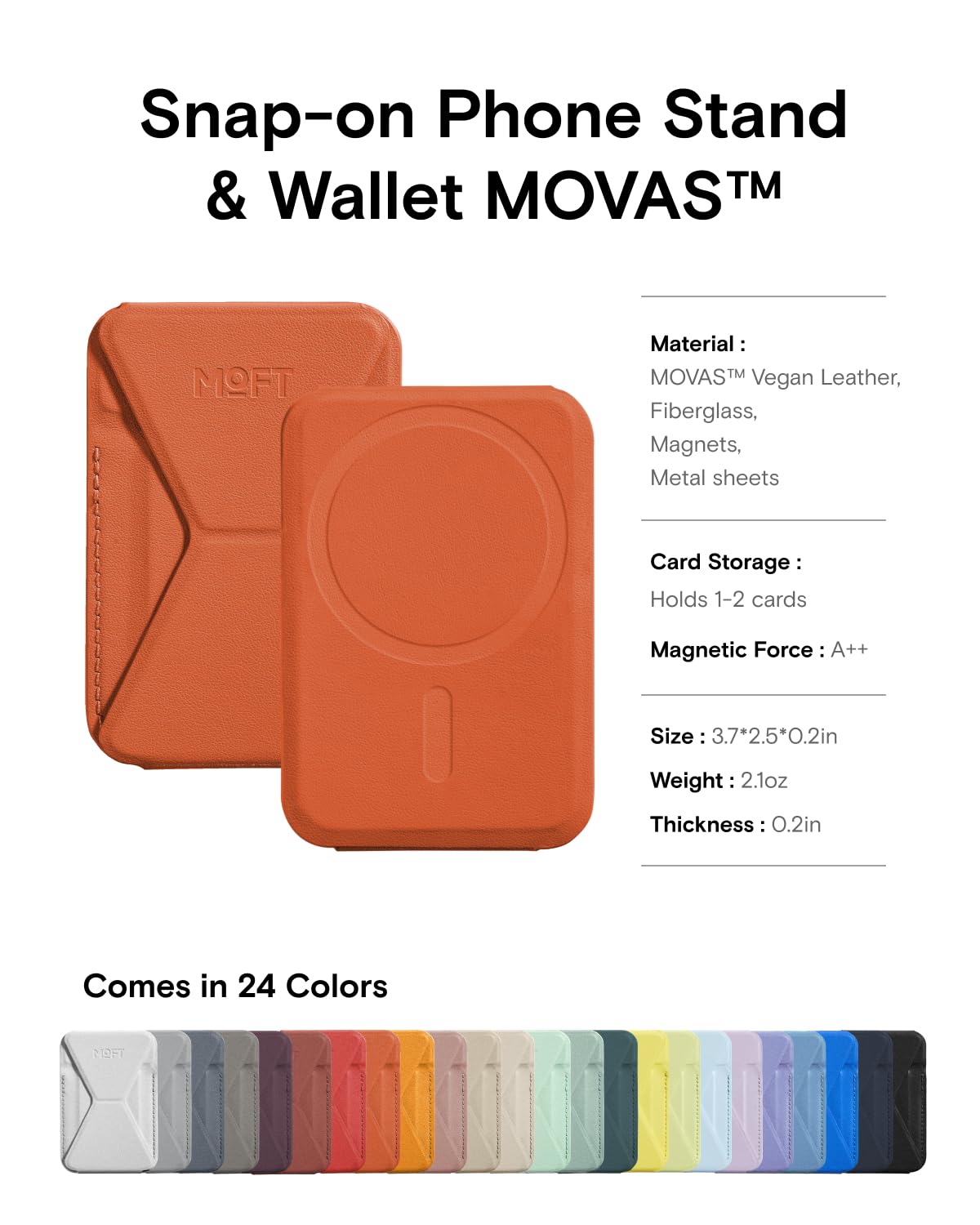 MOFT Magnetic Wallet Stand for iPhone 16/15/14/13/12 - Adjustable Angle, Sunrise Color, Sleek Design, Perfect for On-the-Go Use