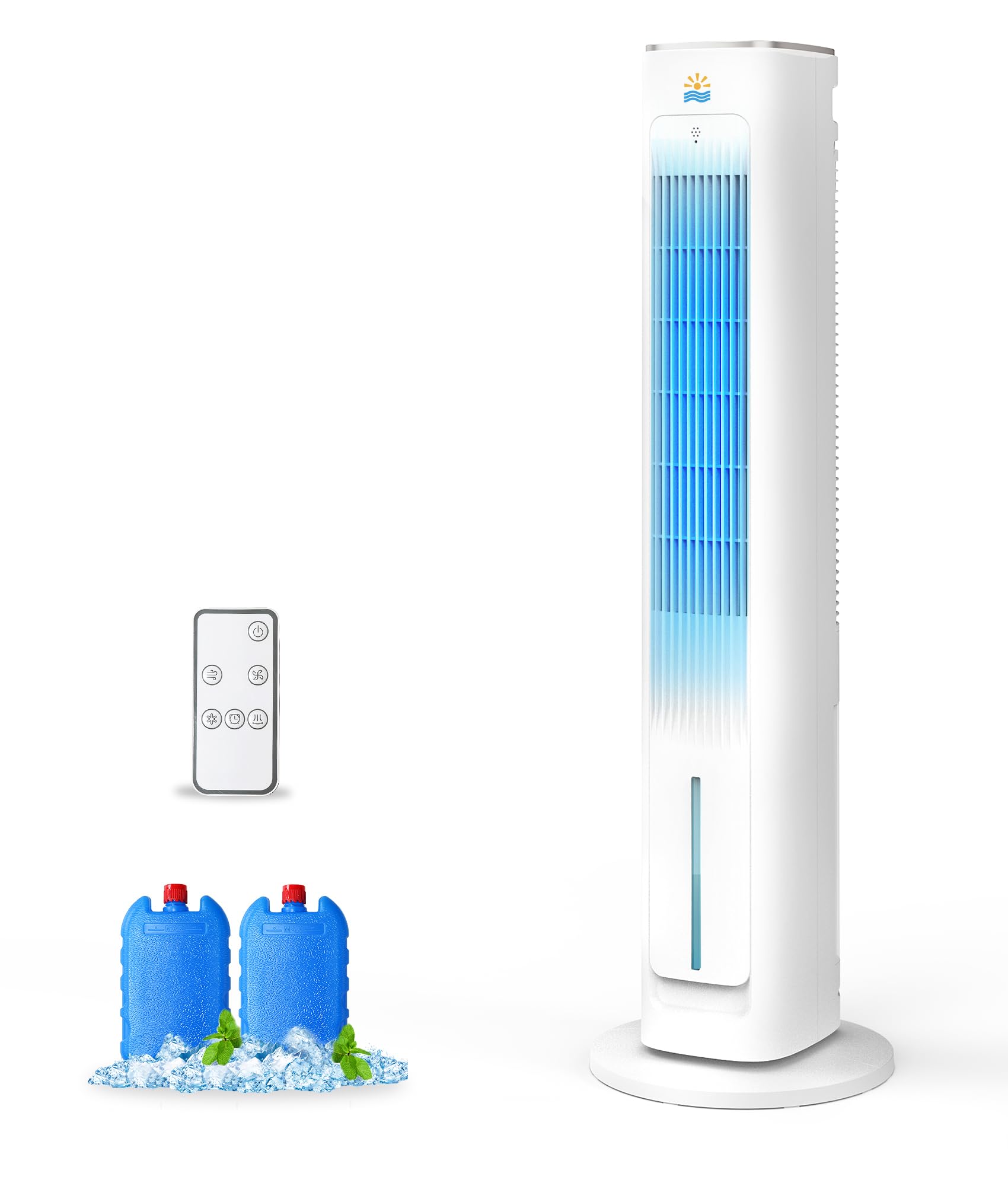 Exnos Portable Evaporative Air Cooler, 3-in-1 Cooling Fans that Blow Cold Air With 3L Water Tank, 38 Tower Fan for Bedroom, Of