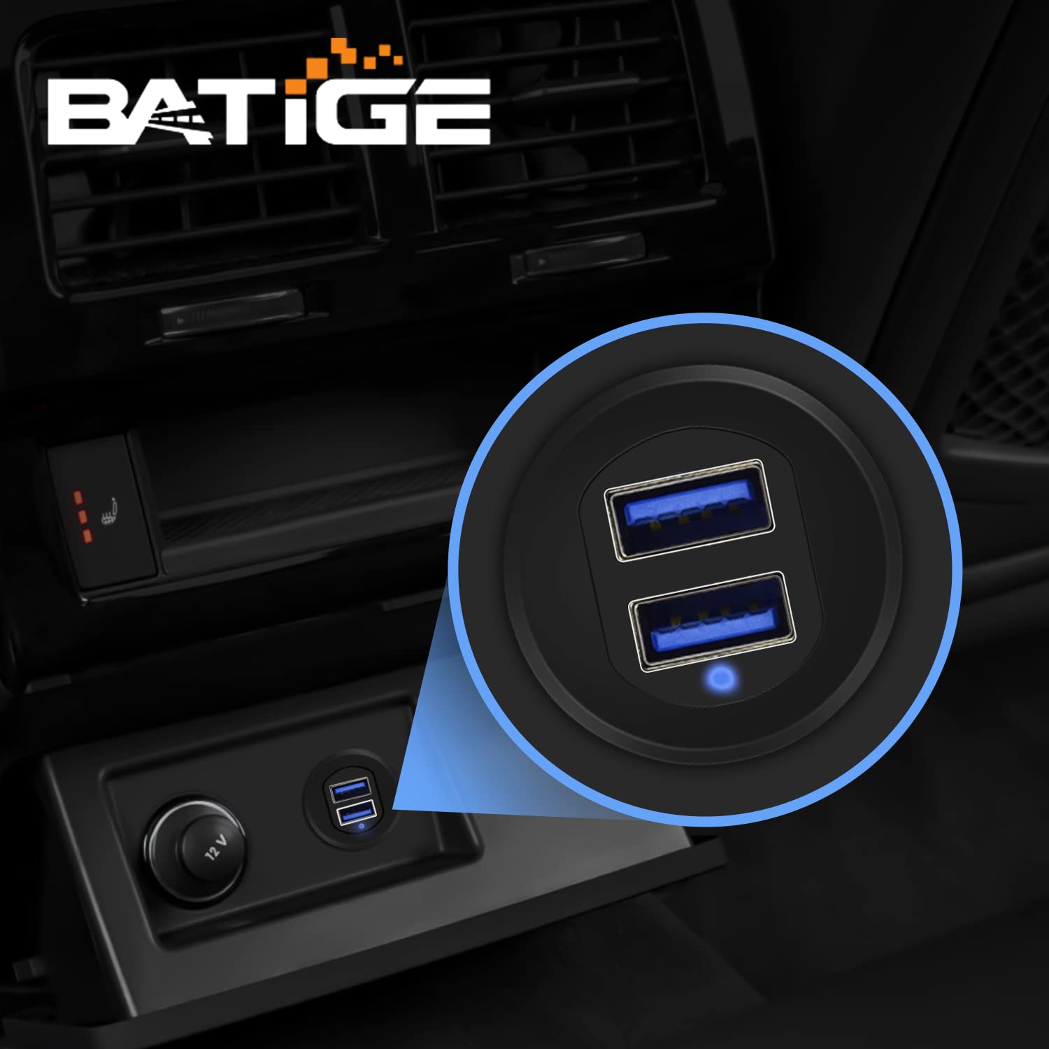 Batige Alloy Dual Port Usb 3.0 Car Dashboard Flush Mount Cable, Male To Female With Led Indicator Extension Cable For Car Truck Boat Motorcycle Dashboard Panel   3Ft