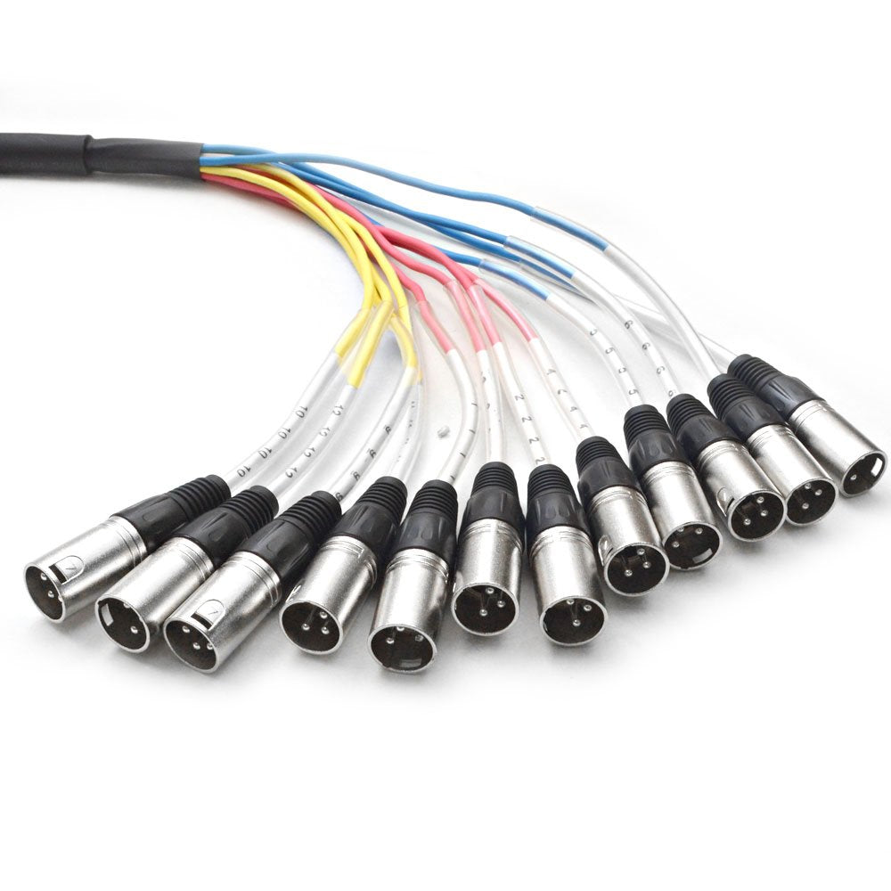 Seismic Audio - 12 Channel Xlr Snake Cable - 15 Feet Long - Pro Audio Snake For Live Live, Recording, Studios, And Gigs - Patch,