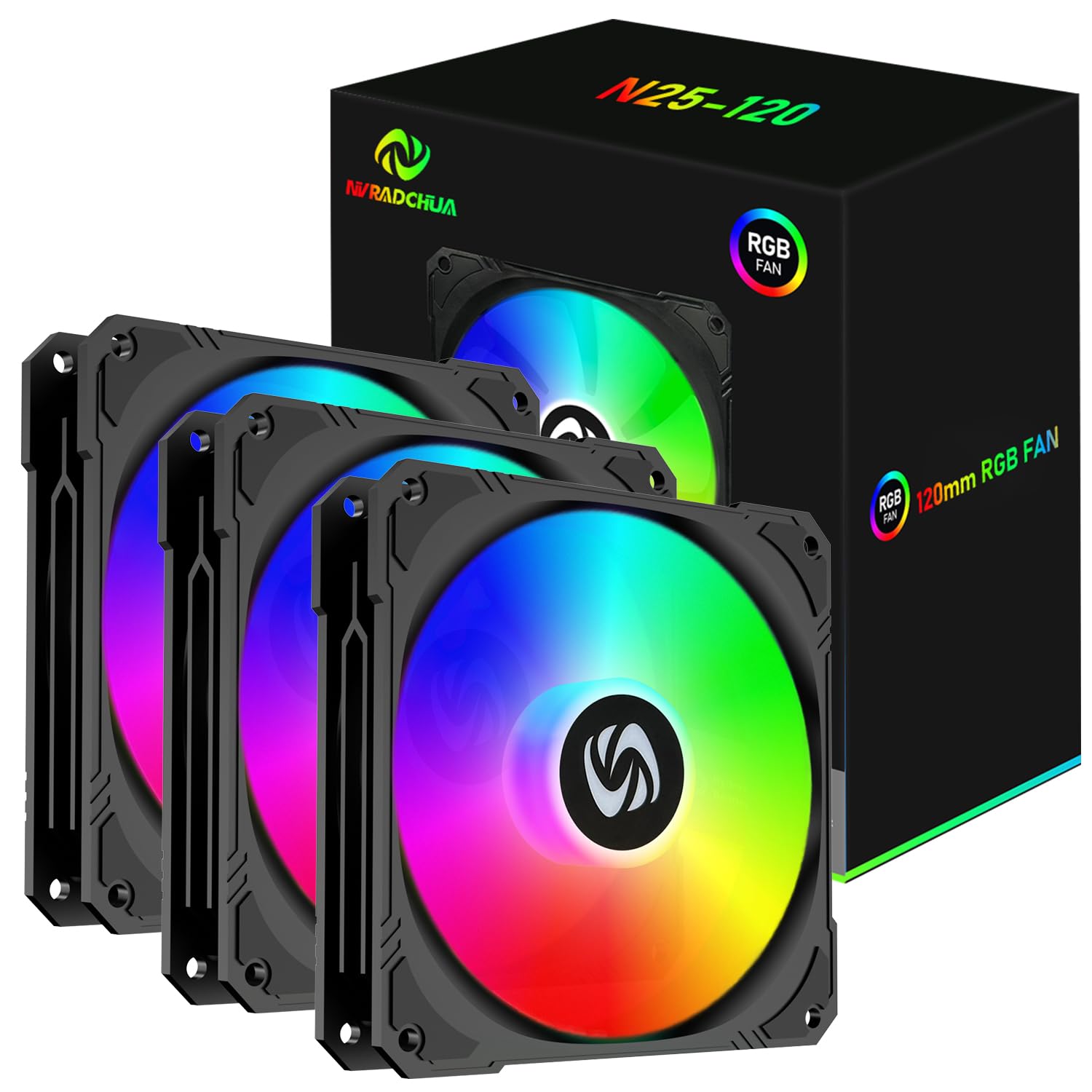 120Mm Pc Case Fan 3 Pack Rgb Case Fans, Silent Version High Airflow Pc Fans 120Mm, Hydraulic Bearing   Low Noise Rgb Fans 120Mm