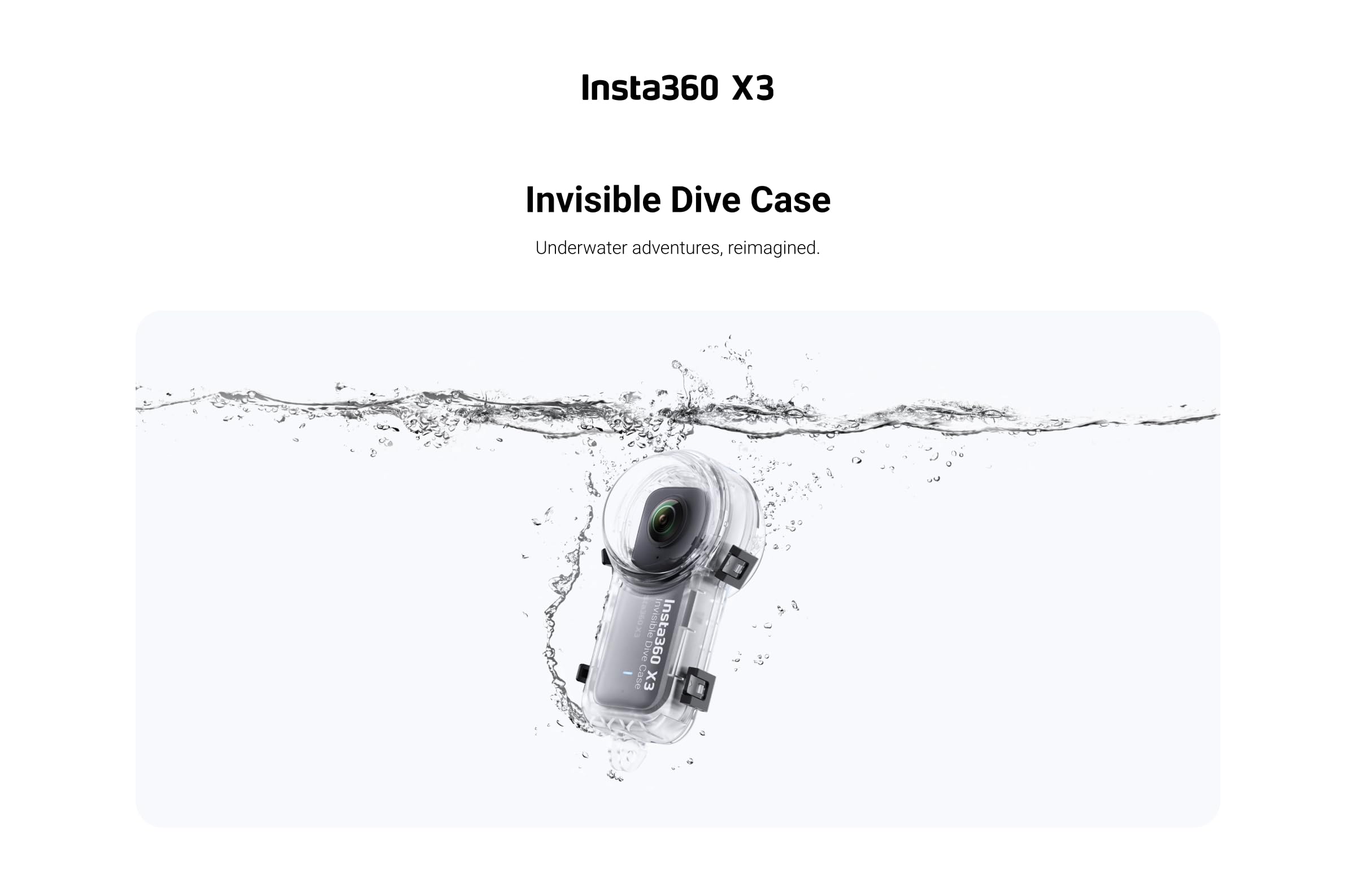 Insta360 X3 Invisible Dive Case(New)   Waterproof Up To 50M (164Ft)