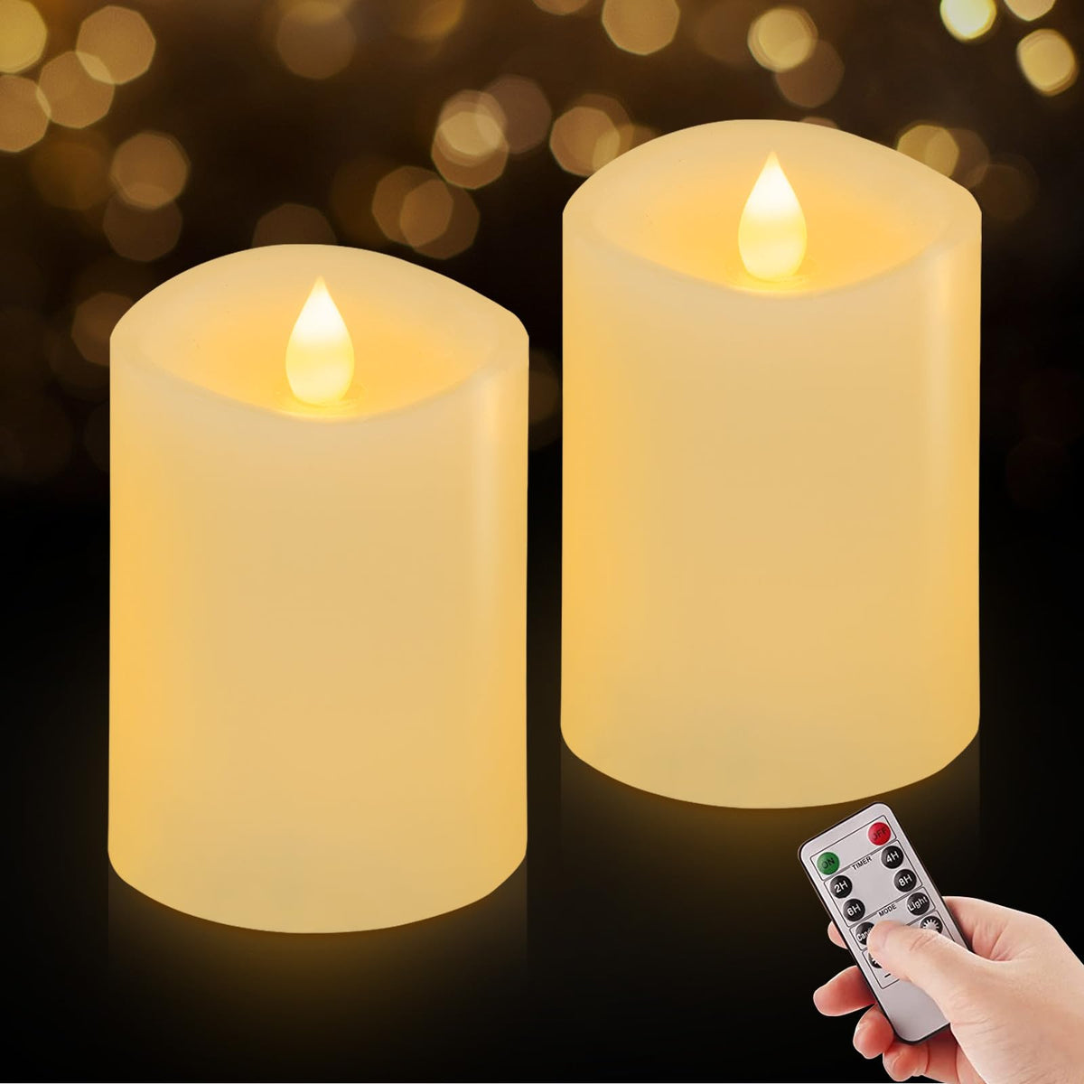 Asldoiweh 3X4 Flickering Flameless Candles Set Of 2, 2Aa Battery Life 600 Hours Battery Candles Flickering With Timer,4 Inch Fla