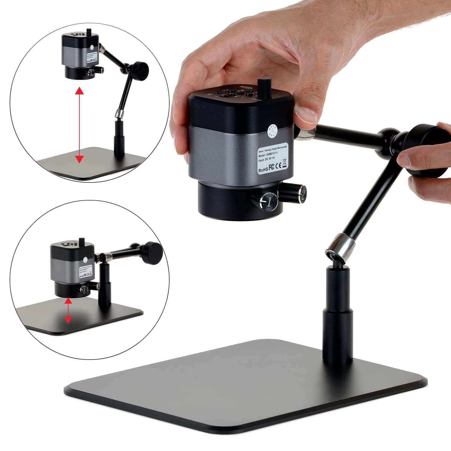 Amscope Uhm210 Series 1080P 2.0Mp Hdmi Digital Microscope On 11'' Articulating Arm