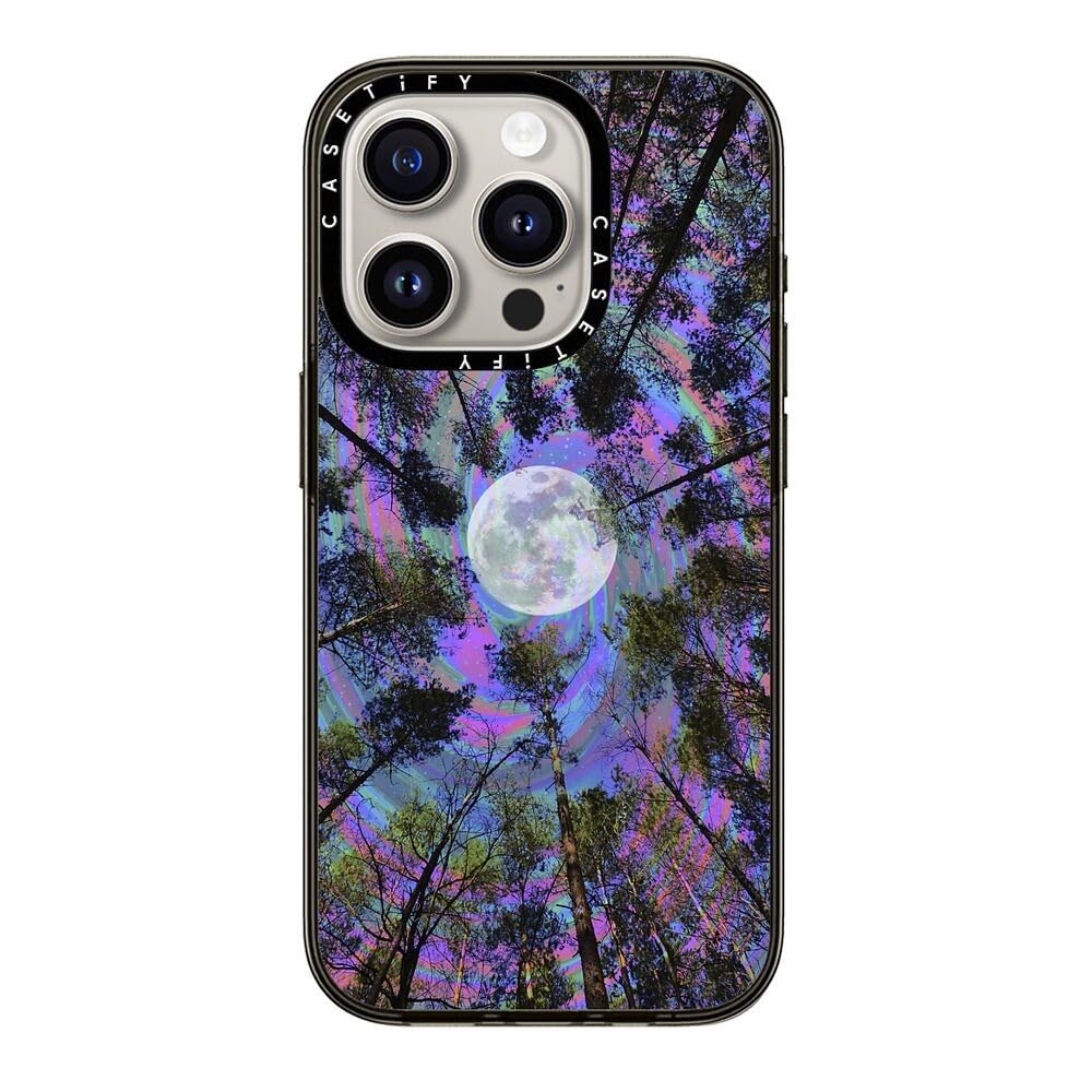 Casetify Compact Iphone 15 Pro Case [2X Military Grade Drop Tested / 4Ft Drop Protection]   Moon Swirl   Clear Black