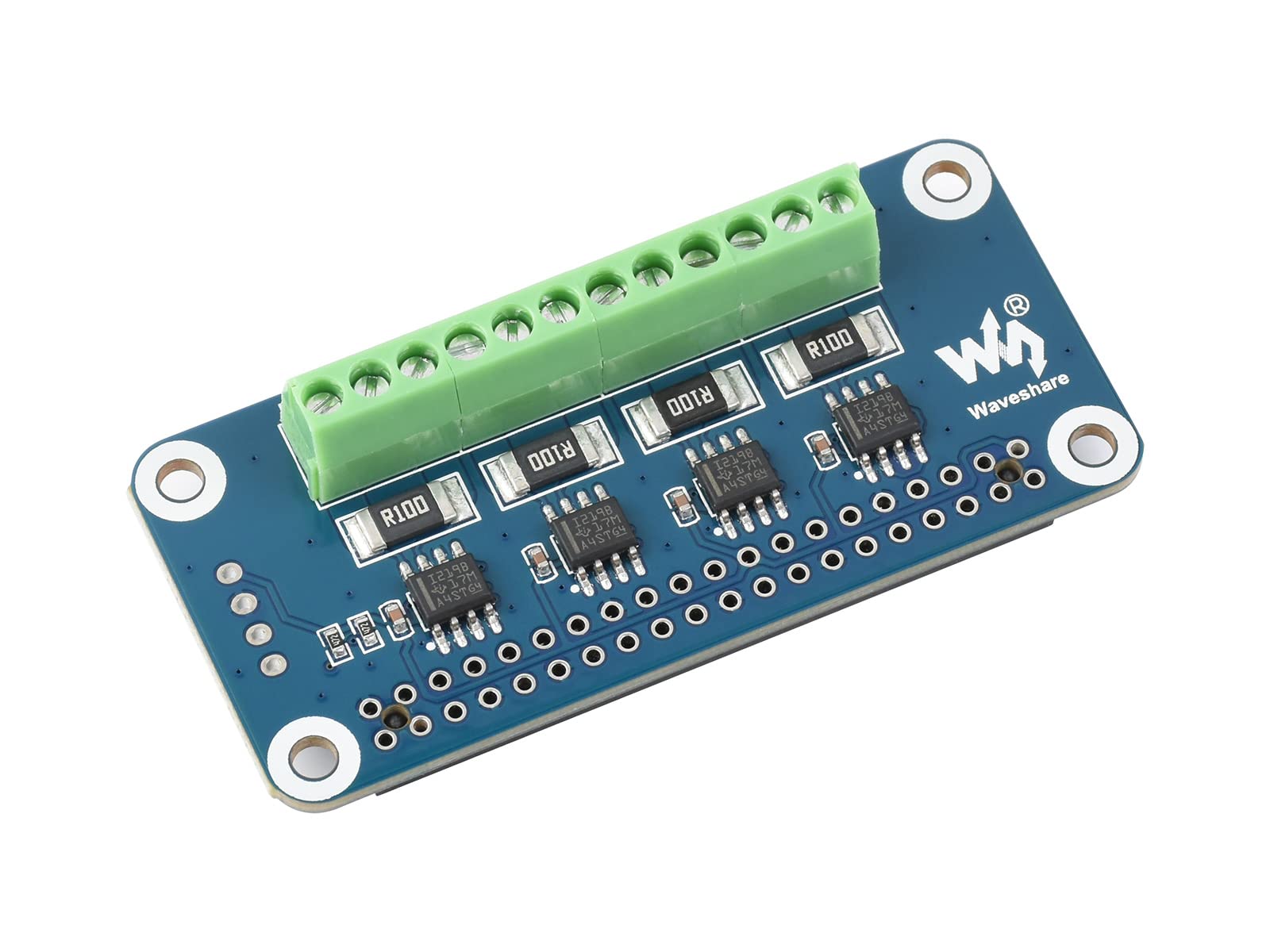 Waveshare 4-Ch Current/Voltage/Power Monitor Hat For Raspberry Pi With I2C/Smbus Interface