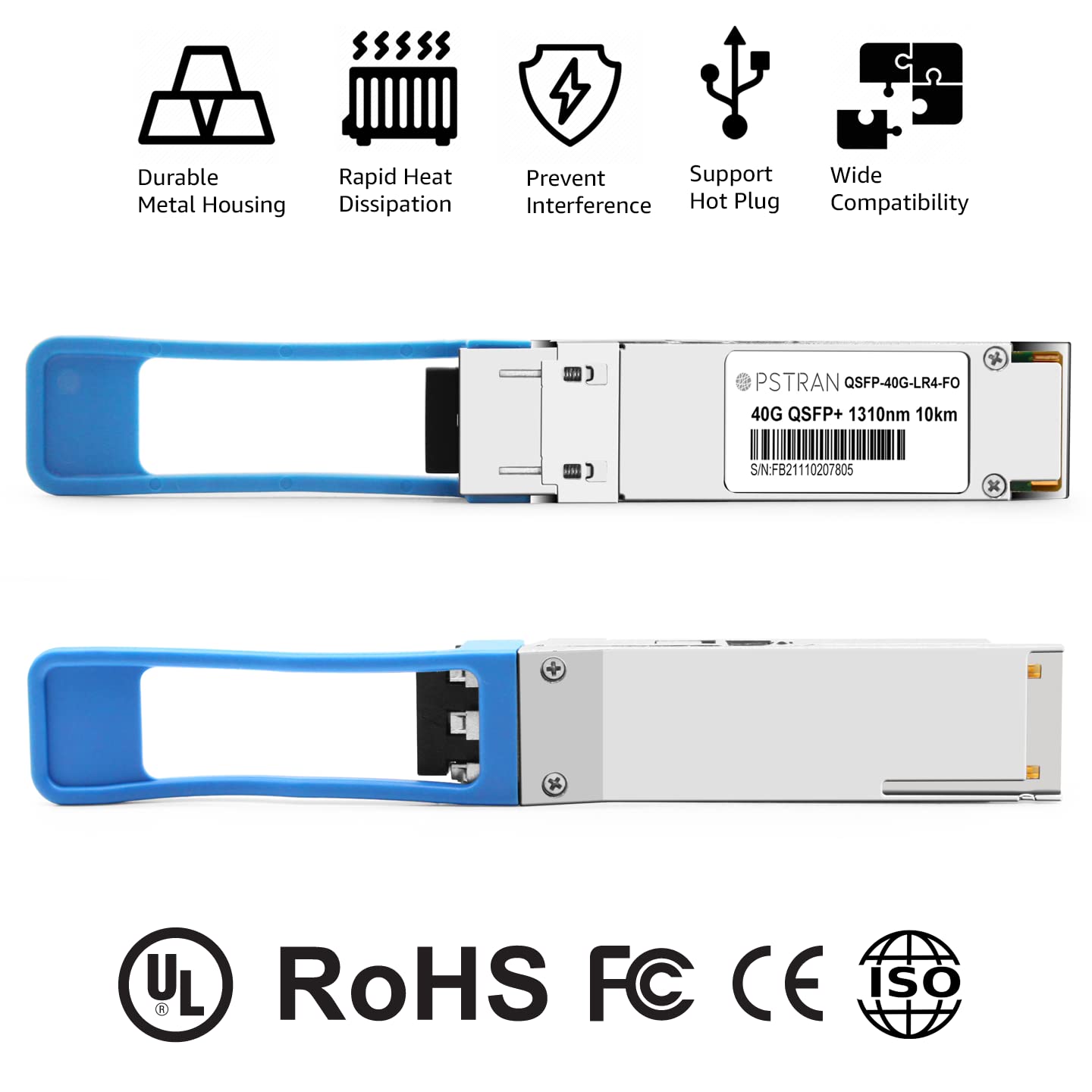Opstran 40Gbase-Lr4 Qsfp+ Optical Transceiver Module Compatible For Fortinet Fg-Tran-Qsfp+Lr 40G Qsfp+ Lr4 1310Nm 10Km/20Km Ddm