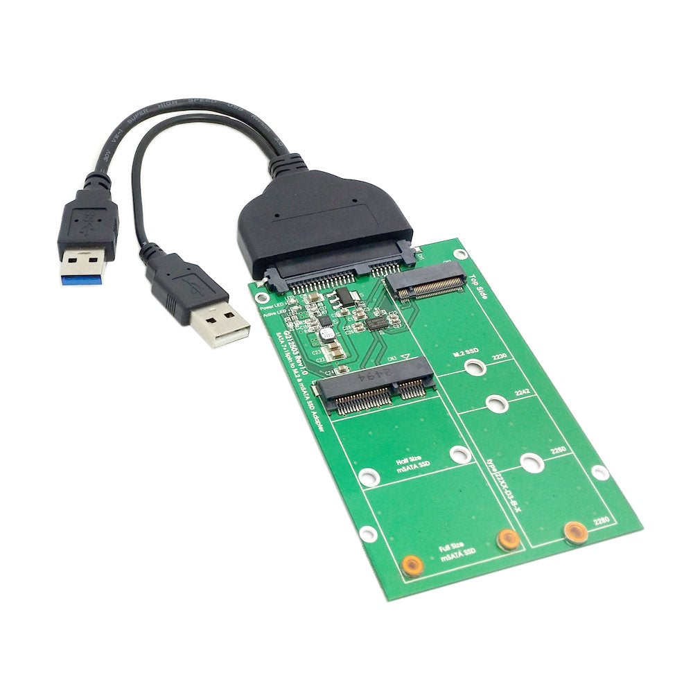 Cablecc Usb 3.0 To Sata 22Pin 2.5 Hard Disk To 2 In 1 Combo Mini Pci  E 2 Lane M.2 Ngff & Msata Ssd Adapter Converter