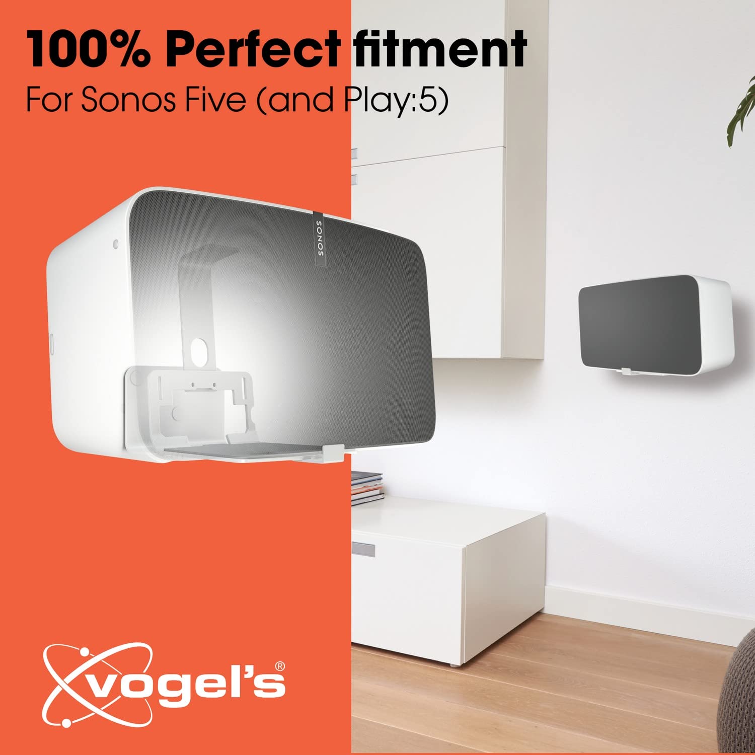 Vogel'S Sound 3205 Universal Speaker Wall Mount | Max. 15 Lbs (6.5 Kg) | Tiltable Up To 10 | Swivels Up To 70 (Left/Right) | Als