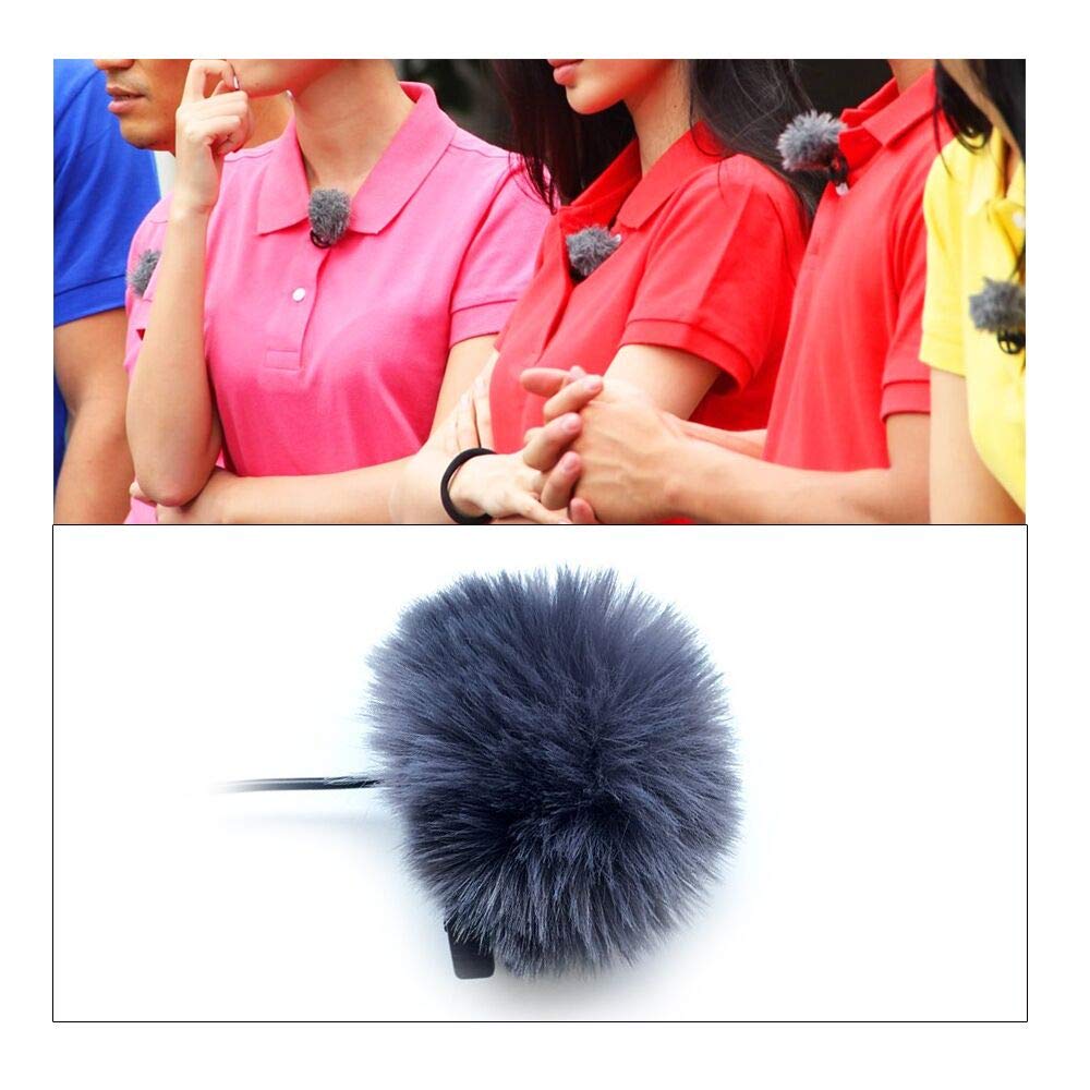 Lavalier Wind Muff 3 Pack Lapel Microphone Wind Muff 0.2/0.4 Inch Furry Lav Windscreen Windproof Wind Screen (0.4Inch, Gray)