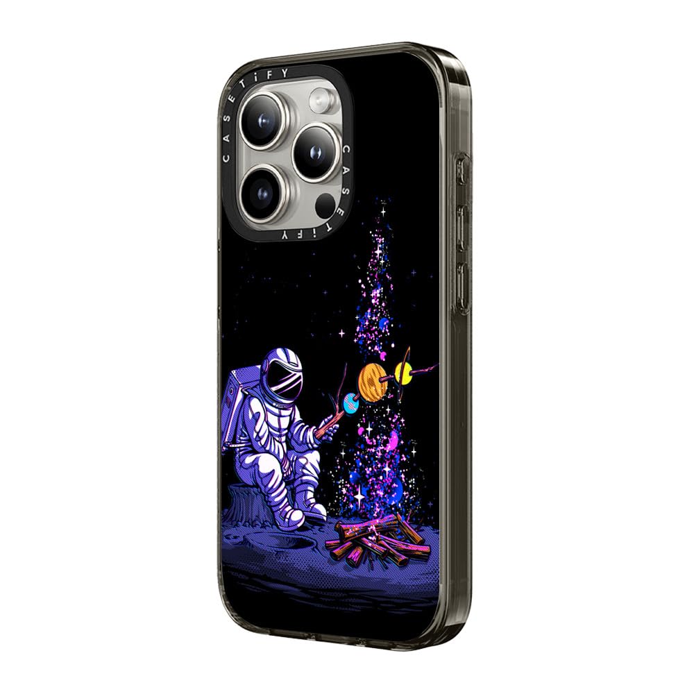 Casetify Compact Case For Iphone 15 [2X Military Grade Drop Tested / 4Ft Drop Protection]   Moon Camping   Clear Black