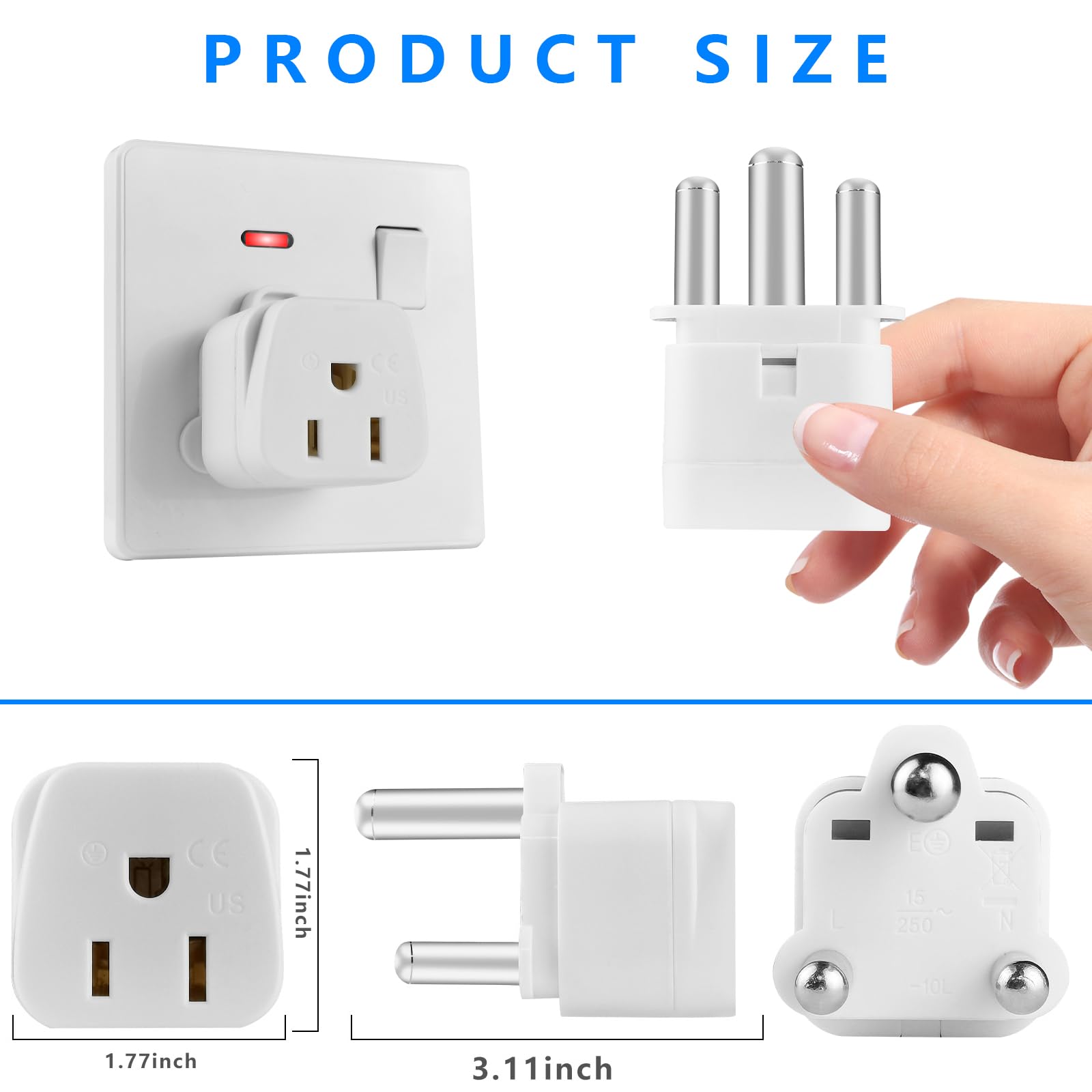 Us To South Africa Power Adapter, South Africa Travel Plug Xgjuce South Africa Plug Adapter For South Africa Type M Plug Adaptor