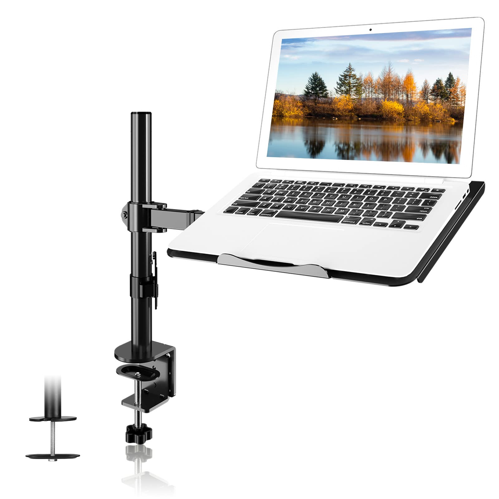 Suptek Single Laptop Notebook Desk Mount With Tray For 13 27 Inch Computer Screen, Fully Adjustable Laptop Desk Arm For Laptop N