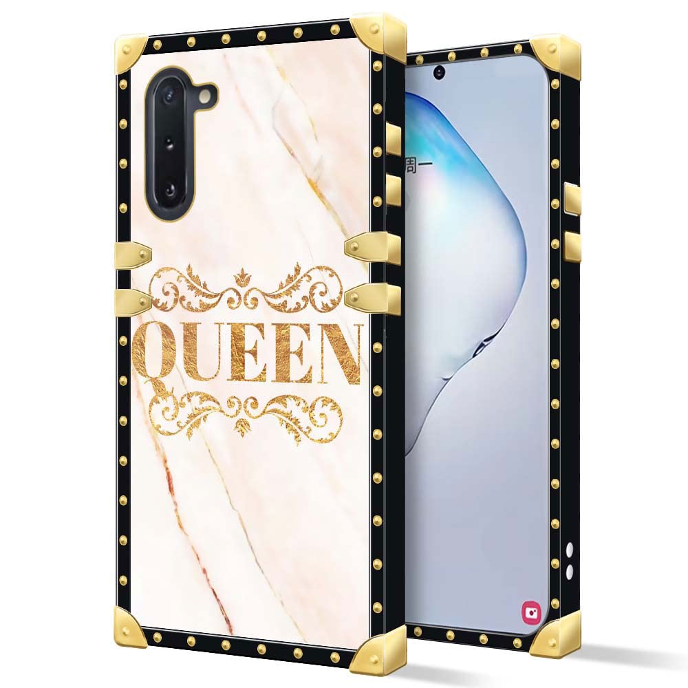 Daizag Case Compatible With Samsung Galaxy Note 10,B Queen Square Case Luxury Elegant Women Girls Metal Decoration Corner Classi