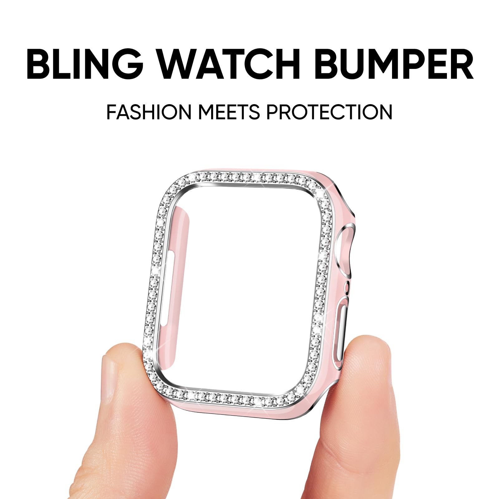 Adorique Compatible For Apple Watch Band 40Mm 41Mm 44Mm 45Mm With Protective Bling Bumper Case Cover, Silicone Sport Strap For I