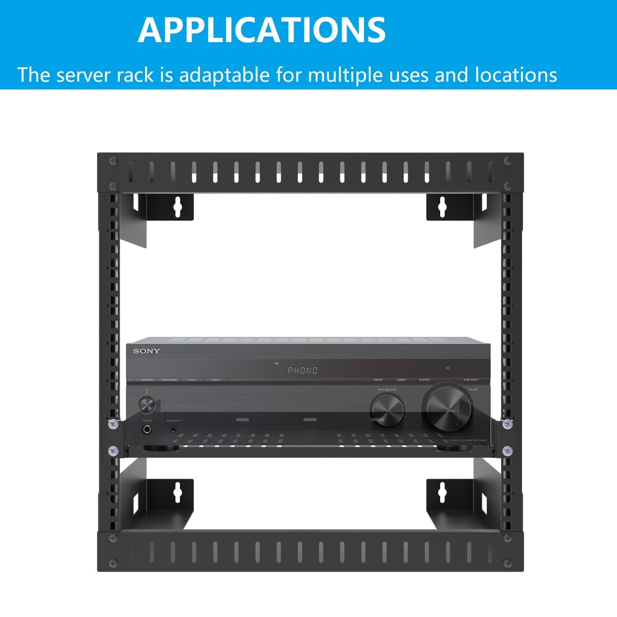 Qiaoyoubang 1U Universal Rack Shelf Steel, 12'' Vented Cantilever Rack Tray For 19    Network Equipment Shelf Mounting, Black (1